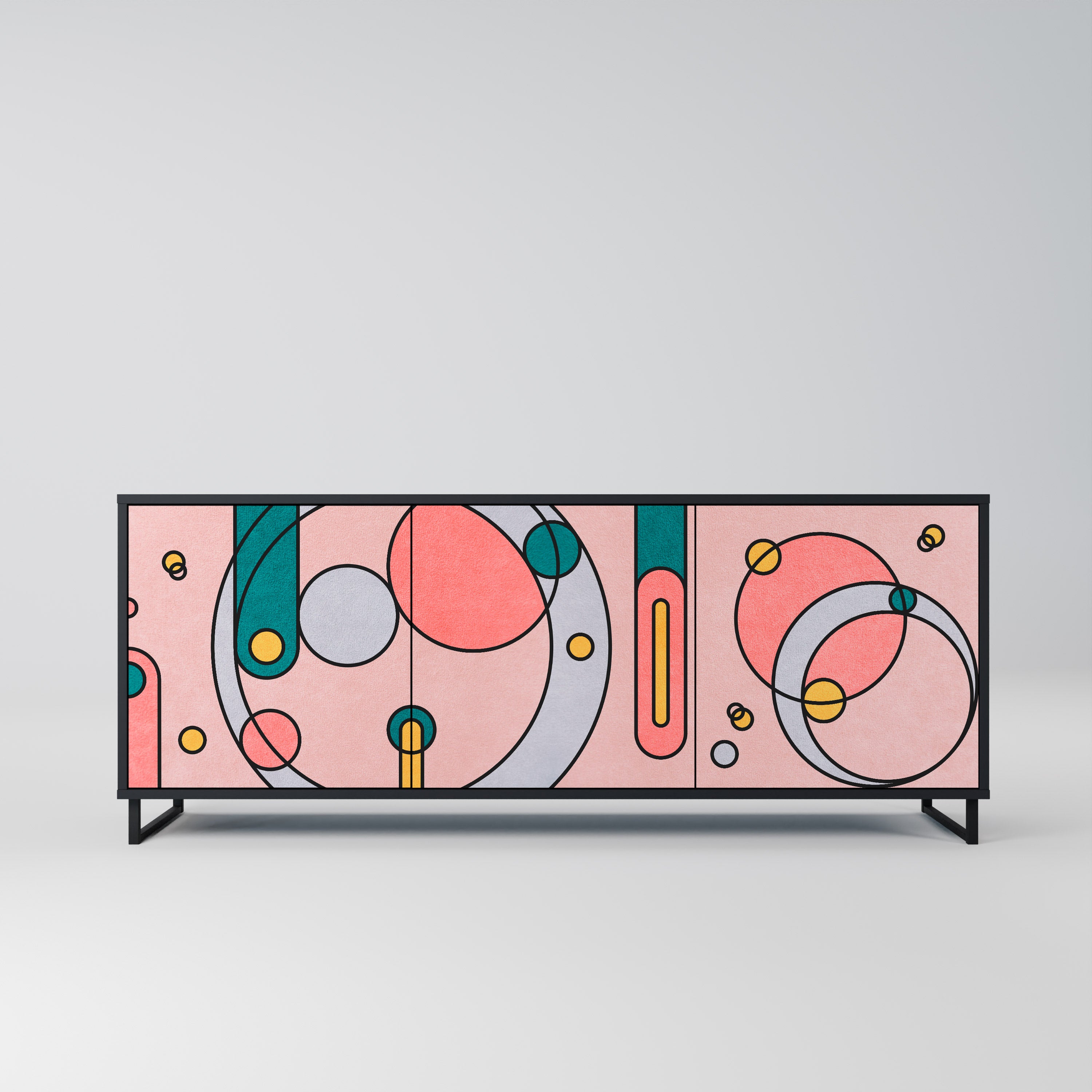 GOSSAMER ECHOES 3-Door Sideboard in Black Finish