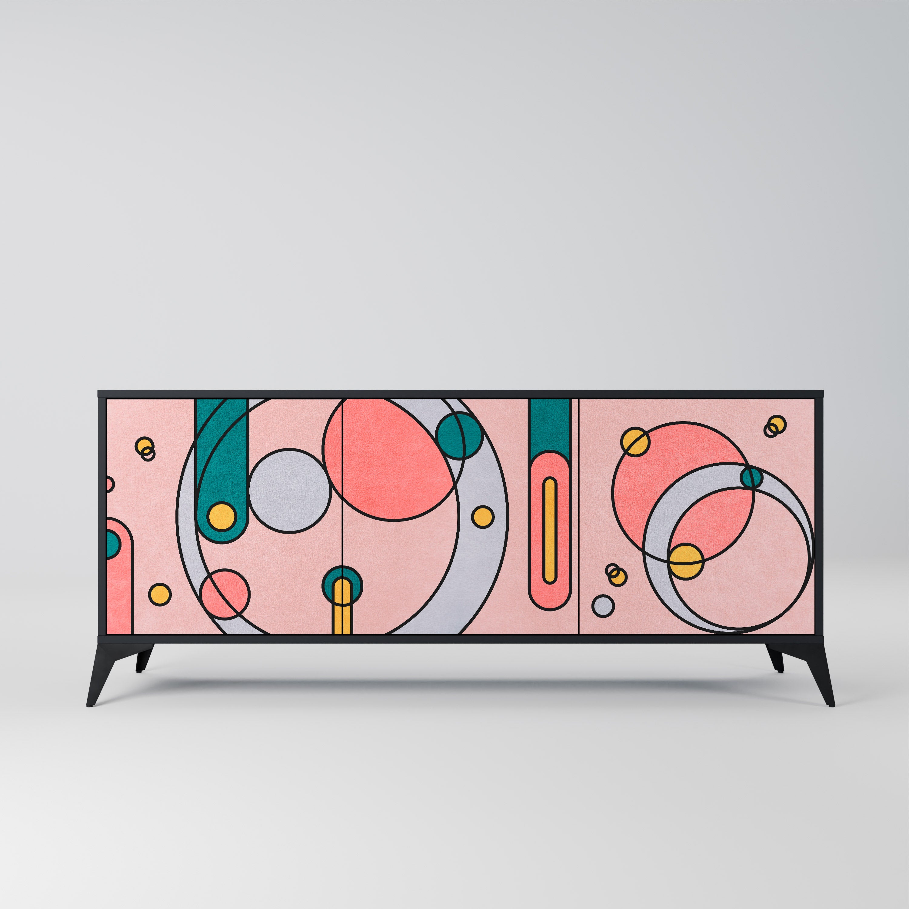 GOSSAMER ECHOES 3-Door Sideboard in Black Finish