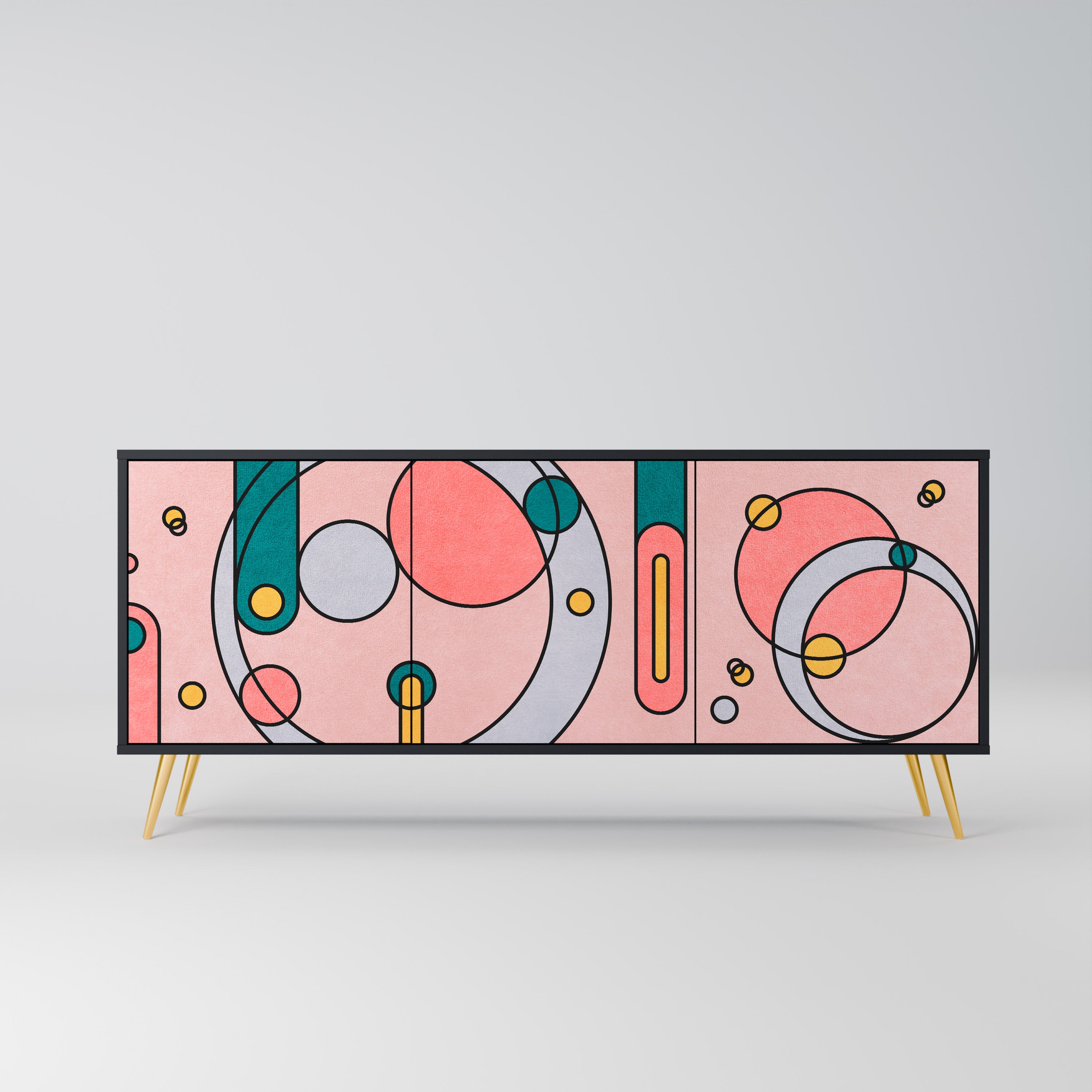 GOSSAMER ECHOES 3-Door Sideboard in Black Finish