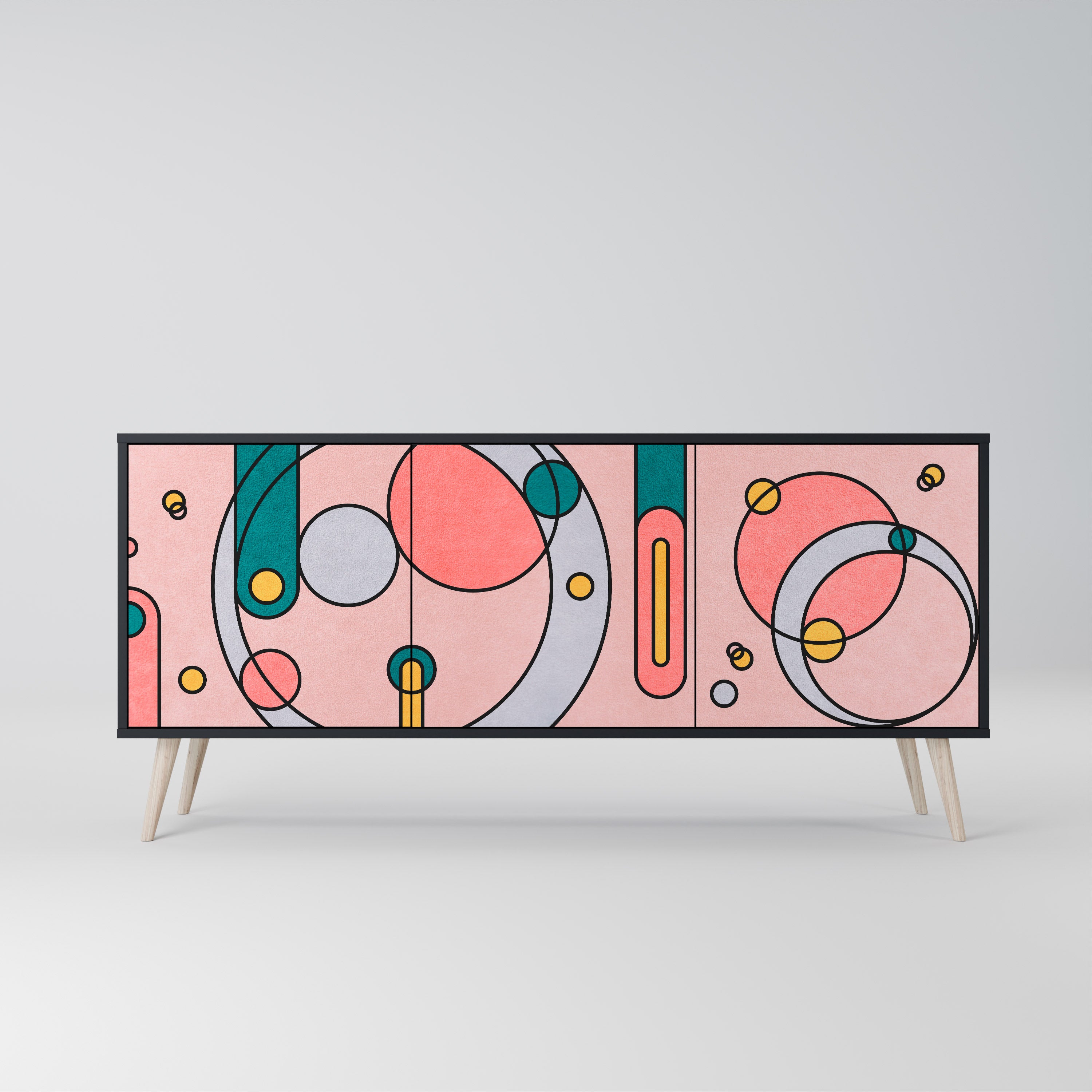 GOSSAMER ECHOES 3-Door Sideboard in Black Finish