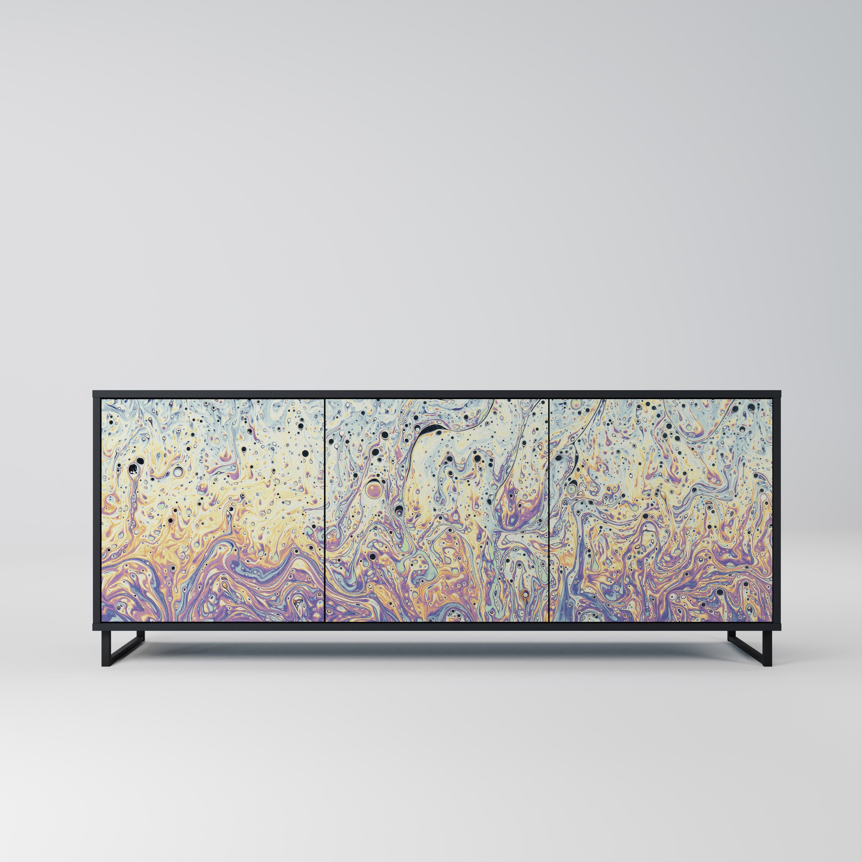 MOSAIC OF COLORS 3-Door Sideboard in Black Finish