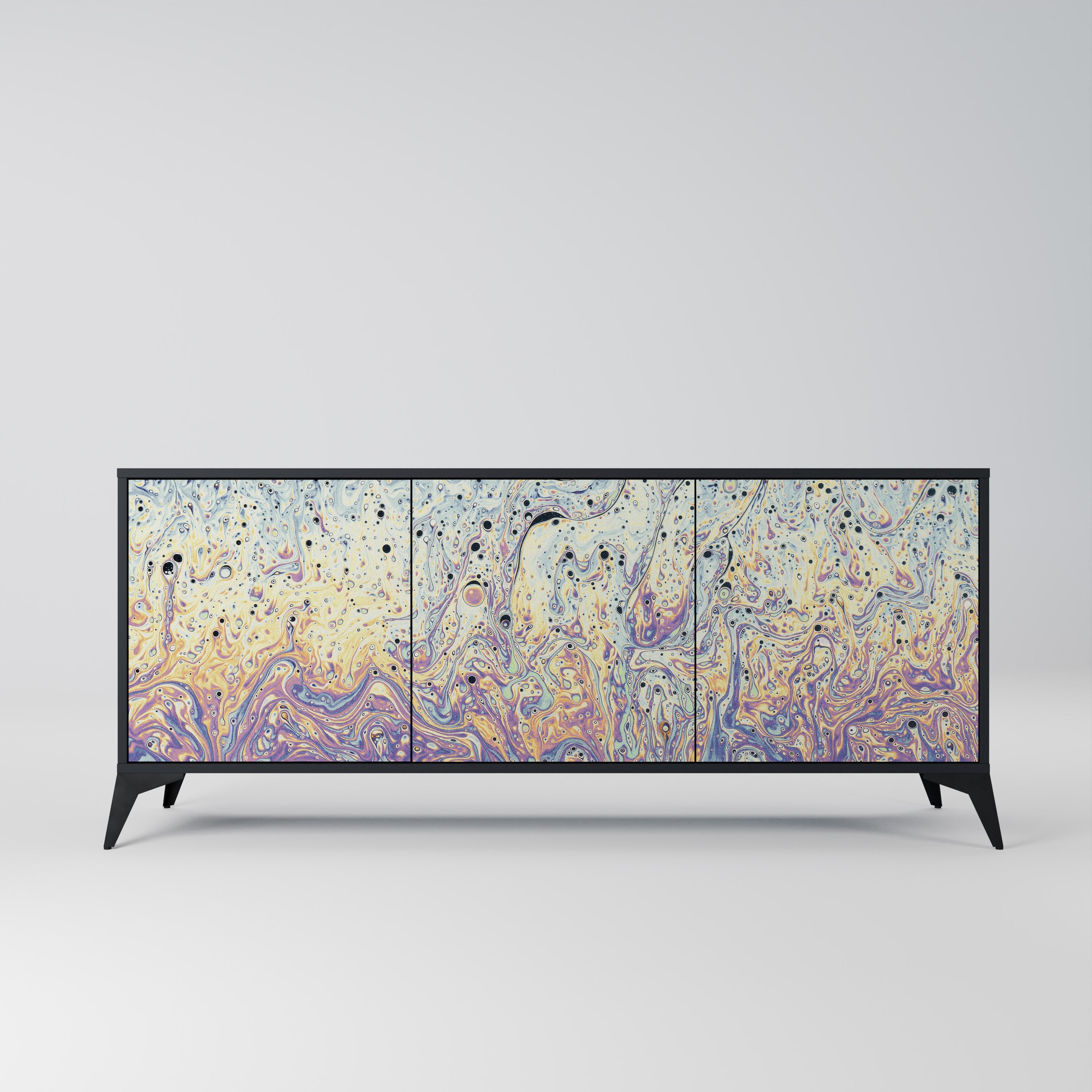 MOSAIC OF COLORS 3-Door Sideboard in Black Finish