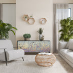 MOSAIC OF COLORS Aparador de 3 Puertas en Acabado Negro