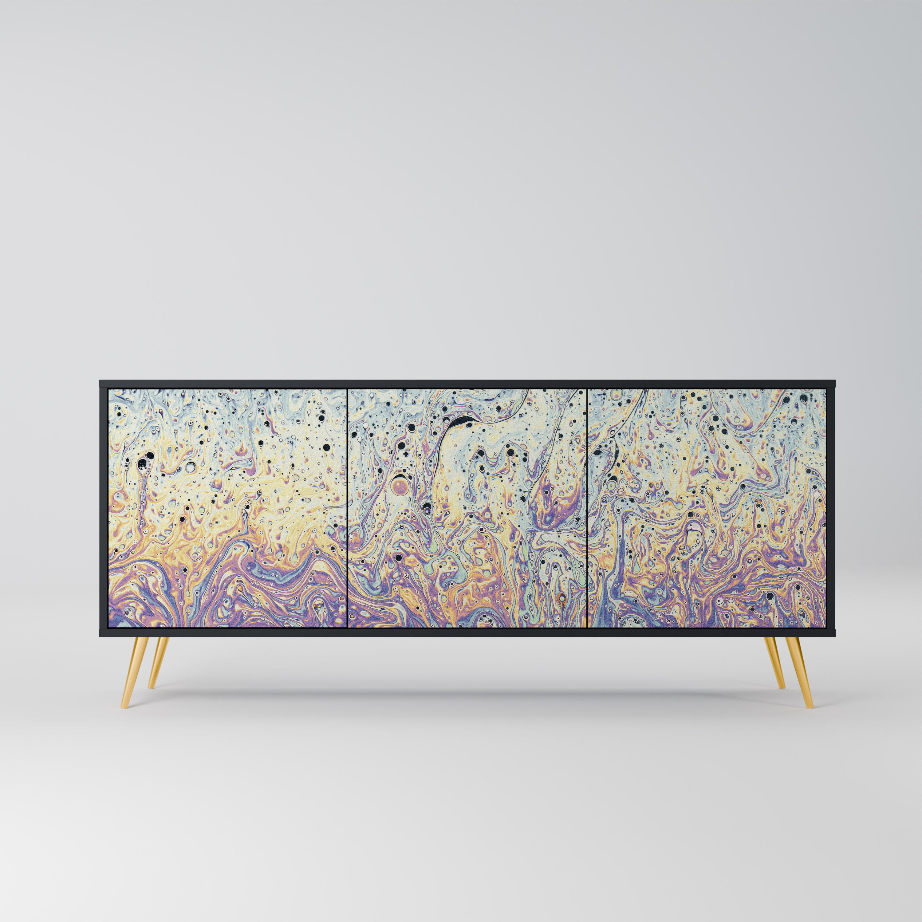 MOSAIC OF COLORS 3-Door Sideboard in Black Finish