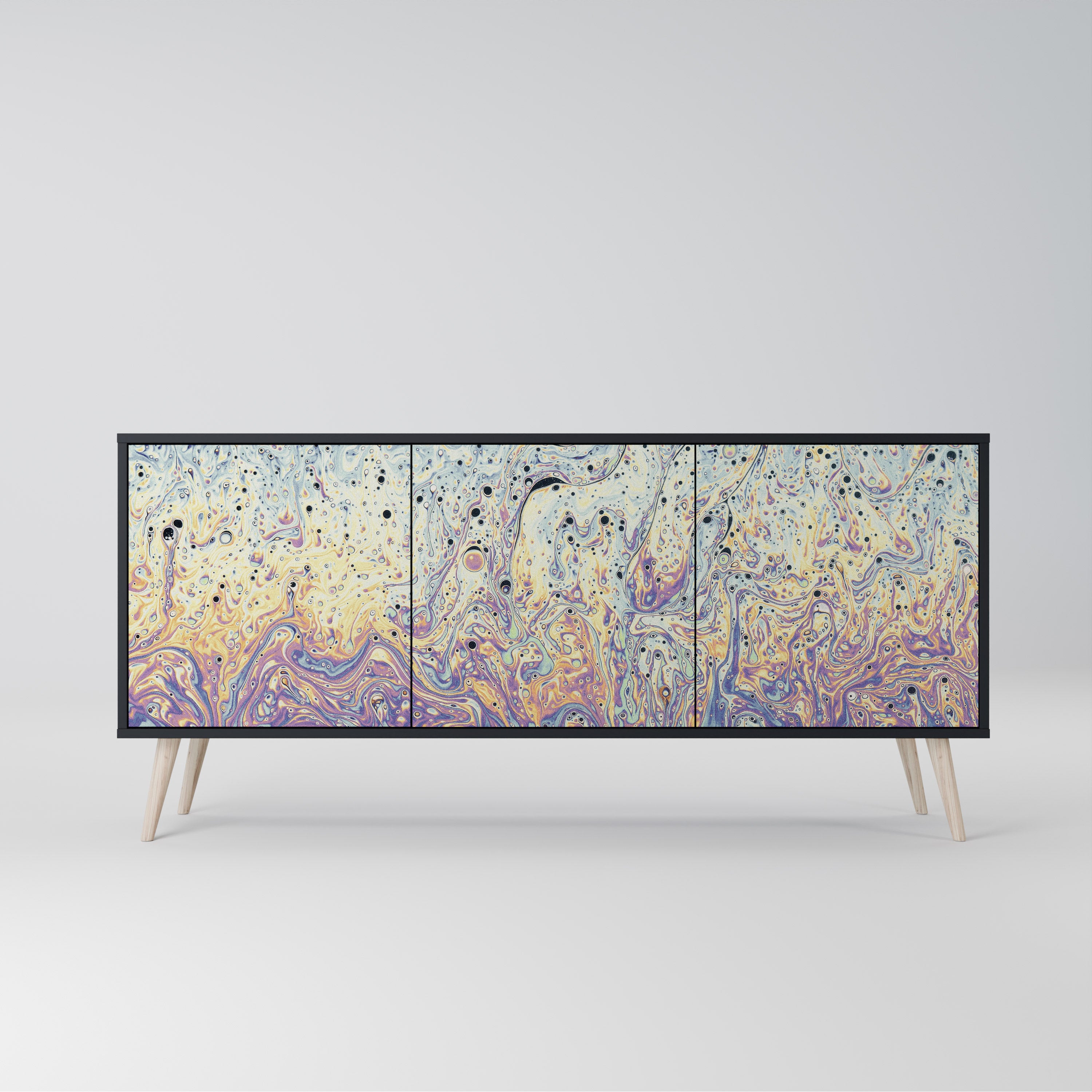 MOSAIC OF COLORS 3-Door Sideboard in Black Finish
