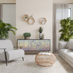 MOSAIC OF COLORS Aparador de 3 Puertas en Acabado Negro