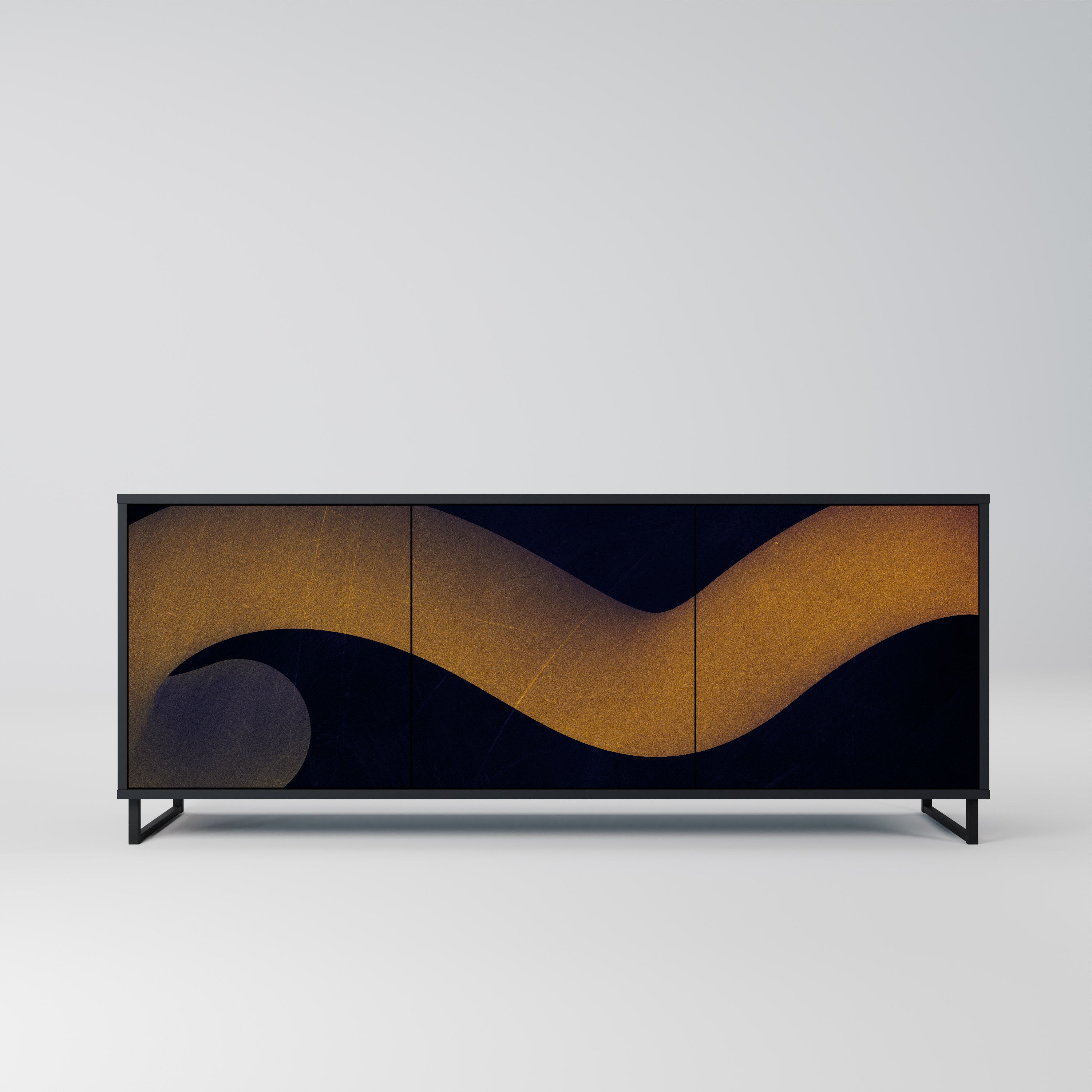 HOLLOW TIME 3-Door Sideboard in Black Finish