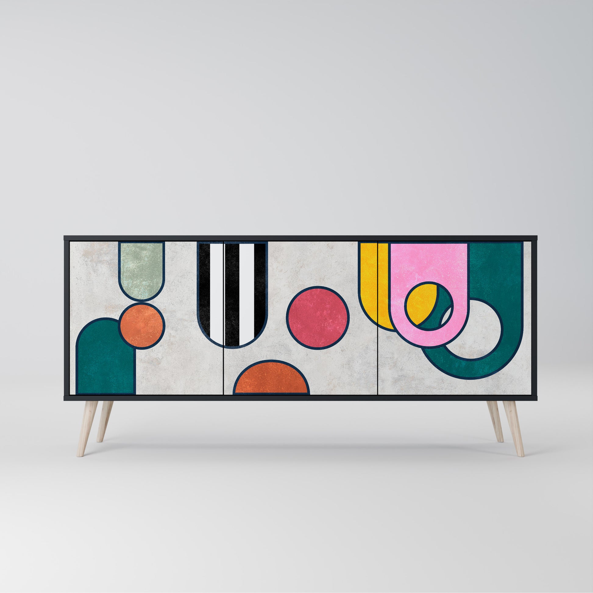 COOL STORY 3-Door Sideboard in Black Finish