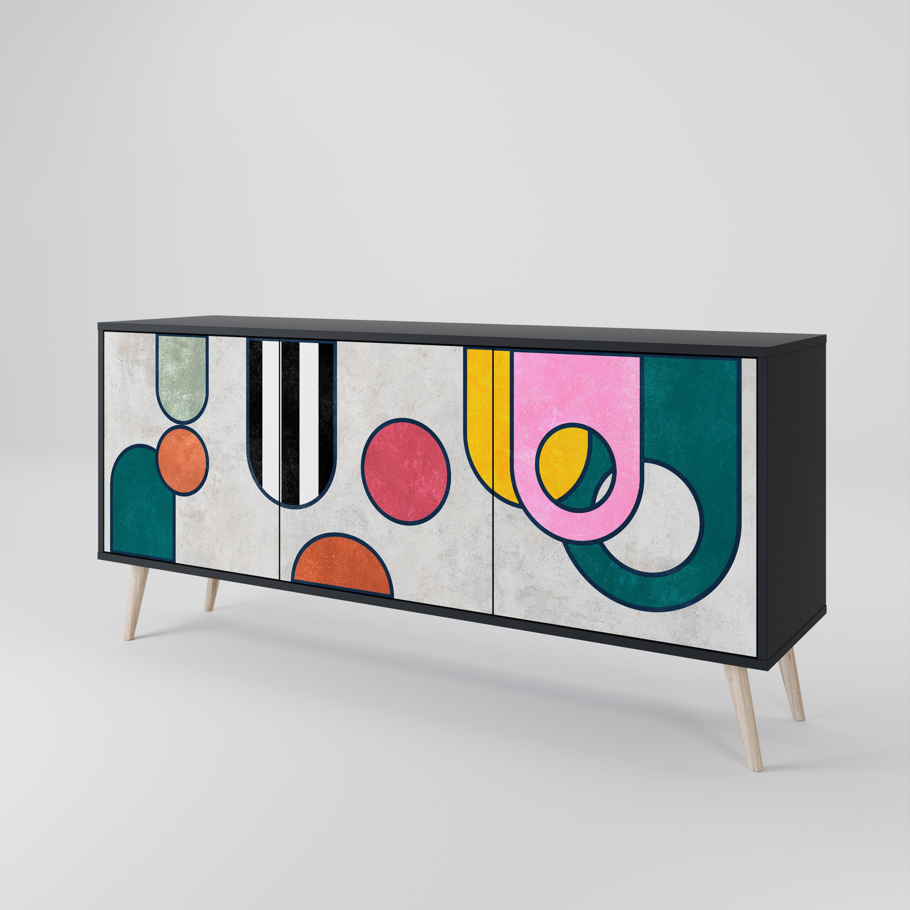 COOL STORY 3-Door Sideboard in Black Finish
