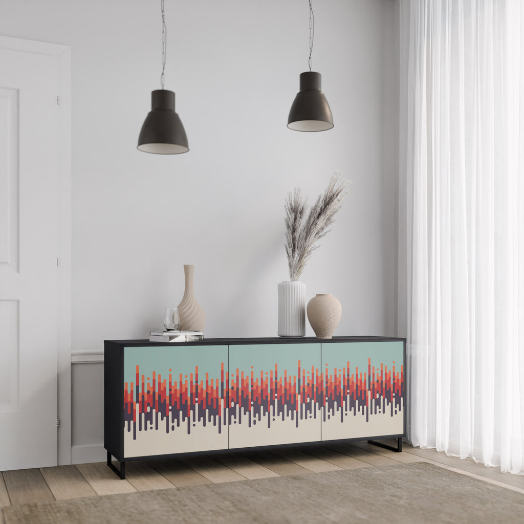 Aparador de 3 puertas CHROMA CONTOURS con acabado negro