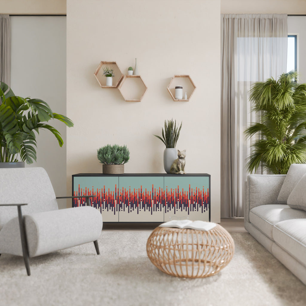 Aparador de 3 puertas CHROMA CONTOURS con acabado negro