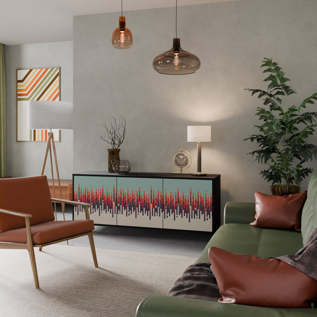Aparador de 3 puertas CHROMA CONTOURS con acabado negro