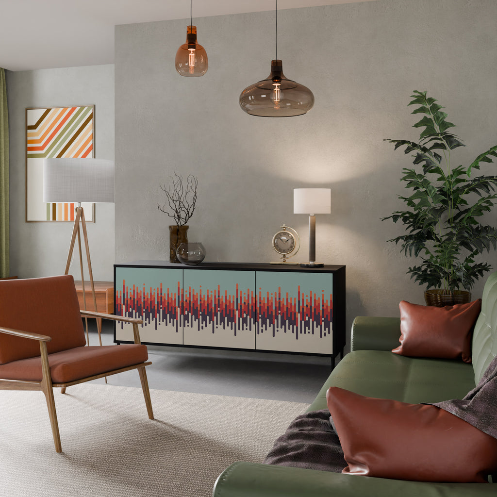 Aparador de 3 puertas CHROMA CONTOURS con acabado negro