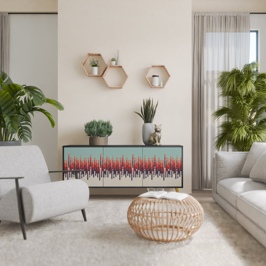 Aparador de 3 puertas CHROMA CONTOURS con acabado negro