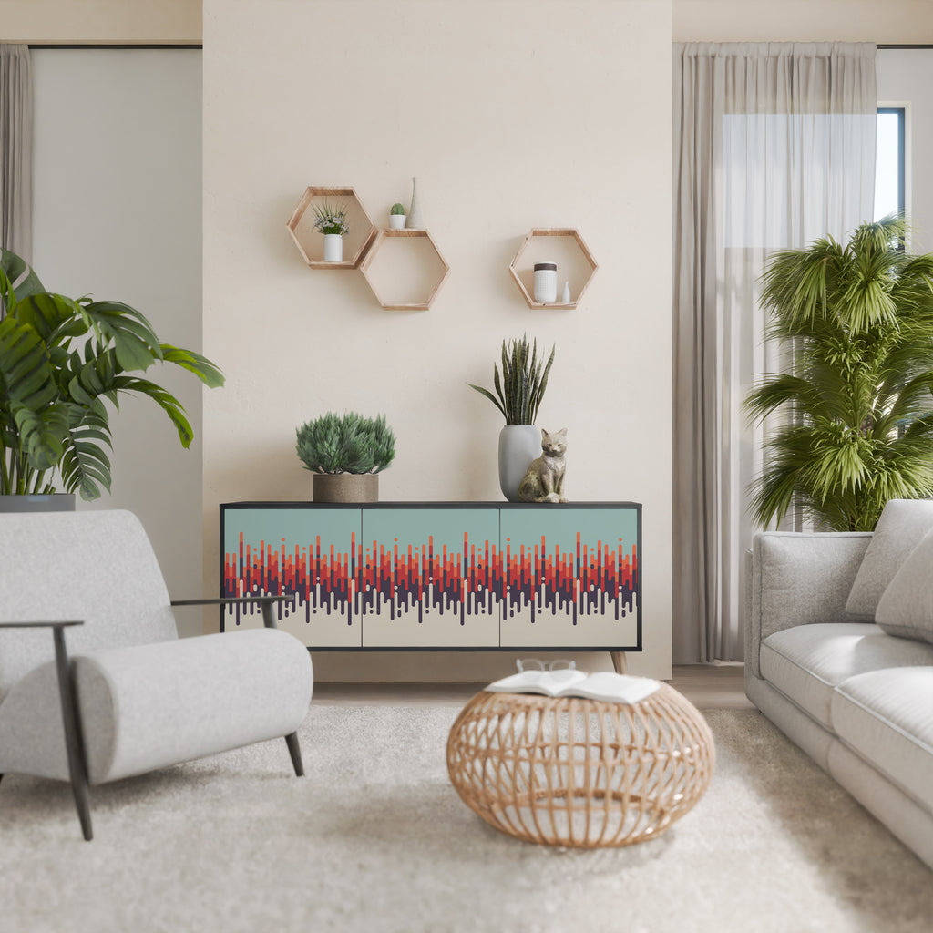 Aparador de 3 puertas CHROMA CONTOURS con acabado negro