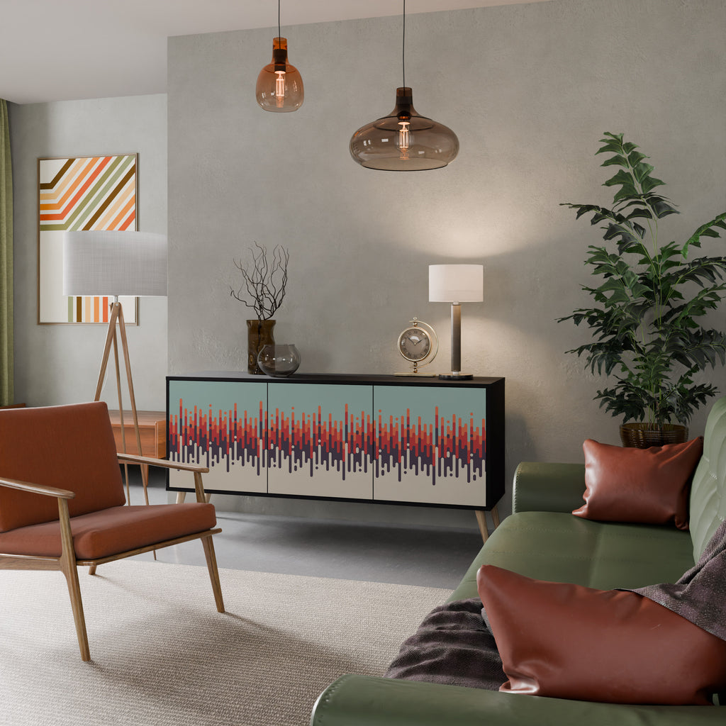 Aparador de 3 puertas CHROMA CONTOURS con acabado negro