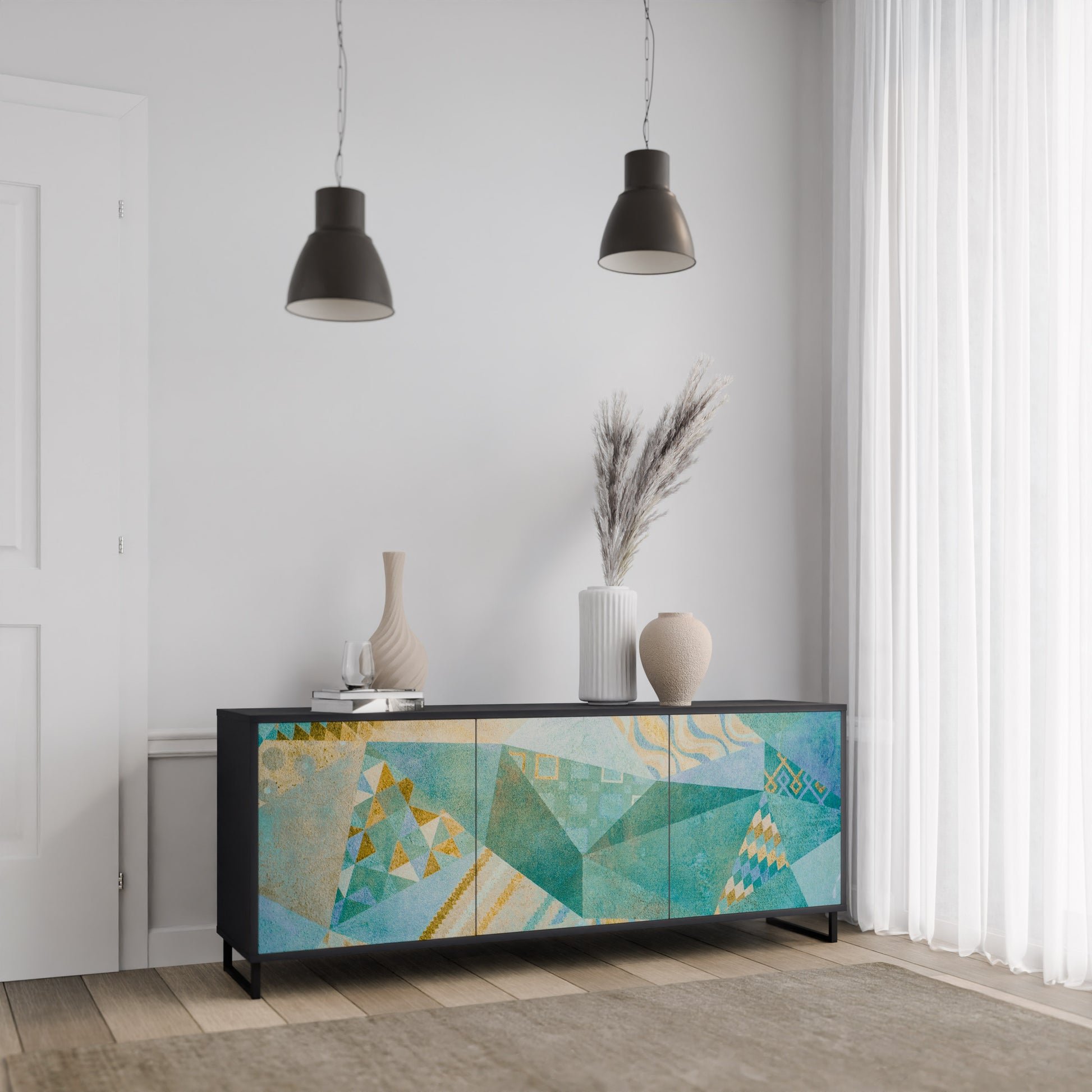 SPECTRUM SPLENDOR 3-Door Sideboard in Black Finish