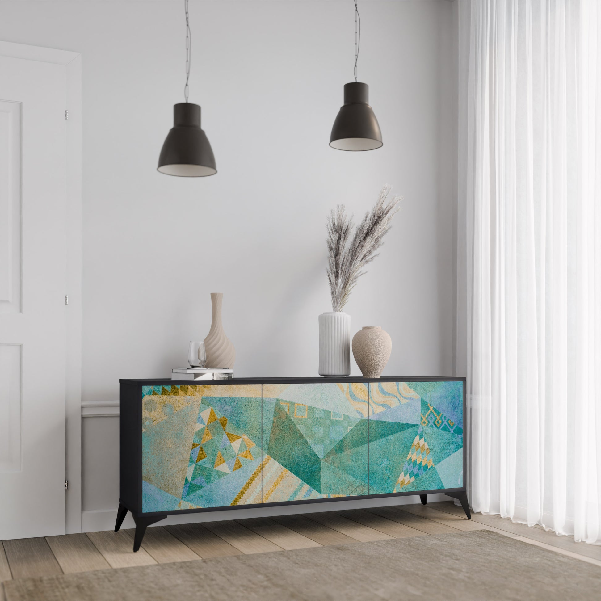 SPECTRUM SPLENDOR 3-Door Sideboard in Black Finish
