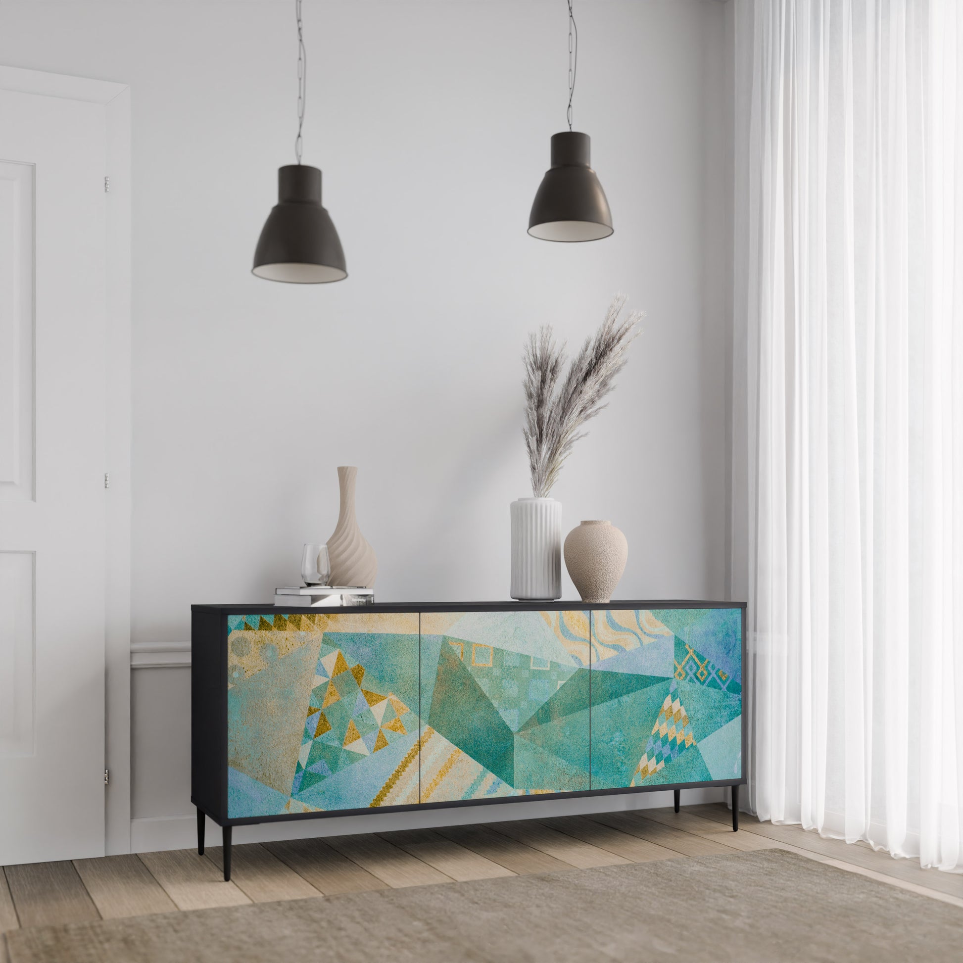 SPECTRUM SPLENDOR 3-Door Sideboard in Black Finish