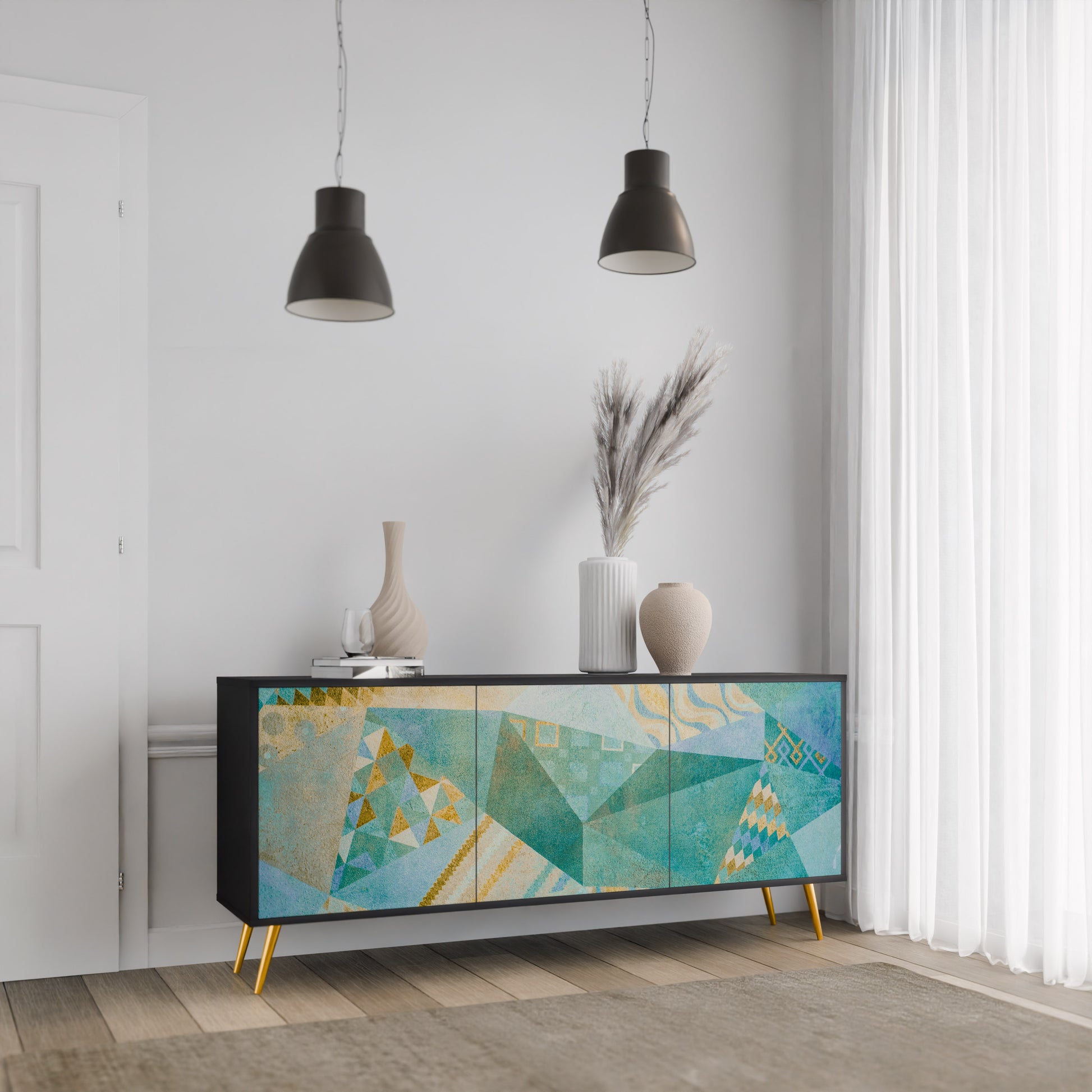 SPECTRUM SPLENDOR 3-Door Sideboard in Black Finish