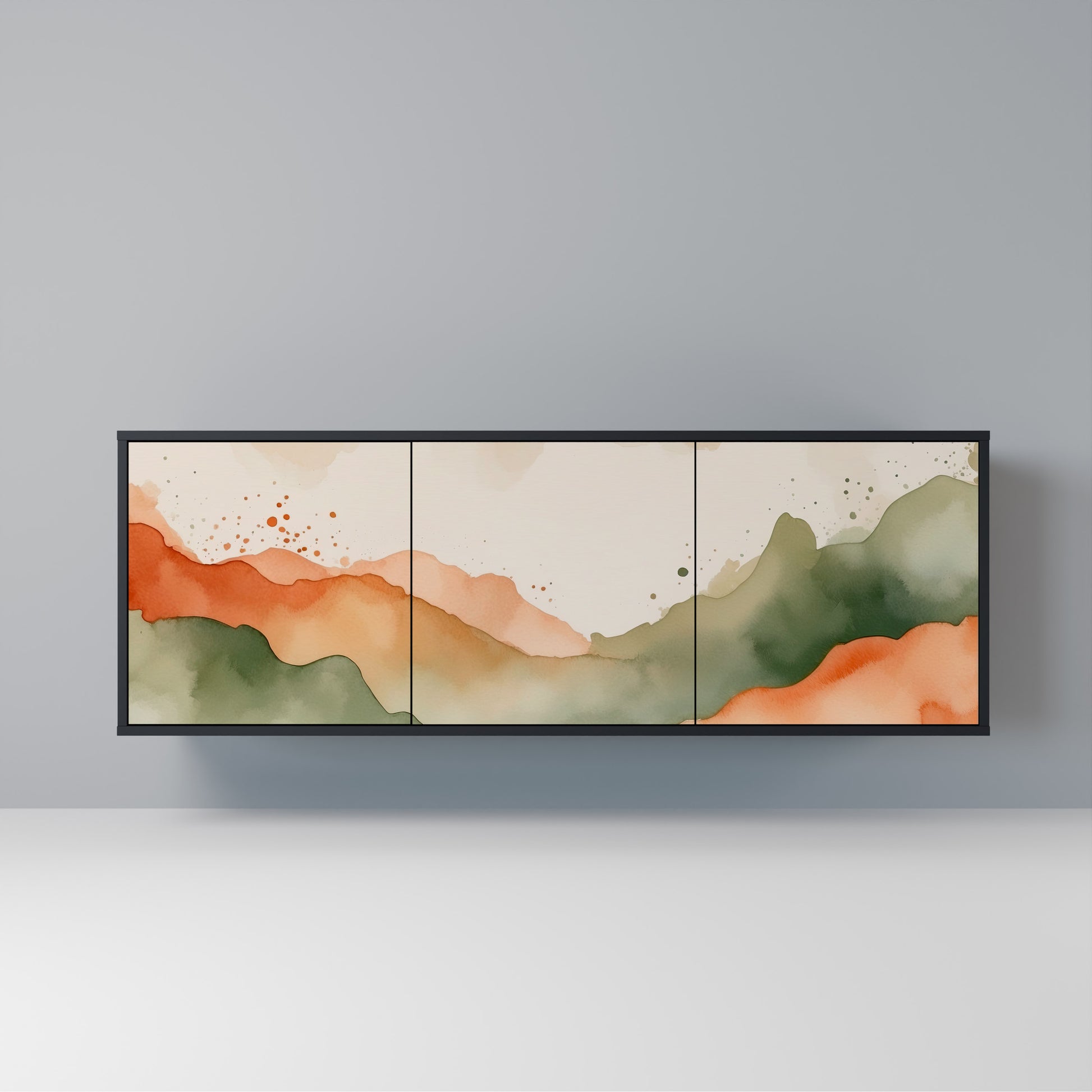 WATERCOLOUR PEAKS 3-Door Sideboard in Black Finish