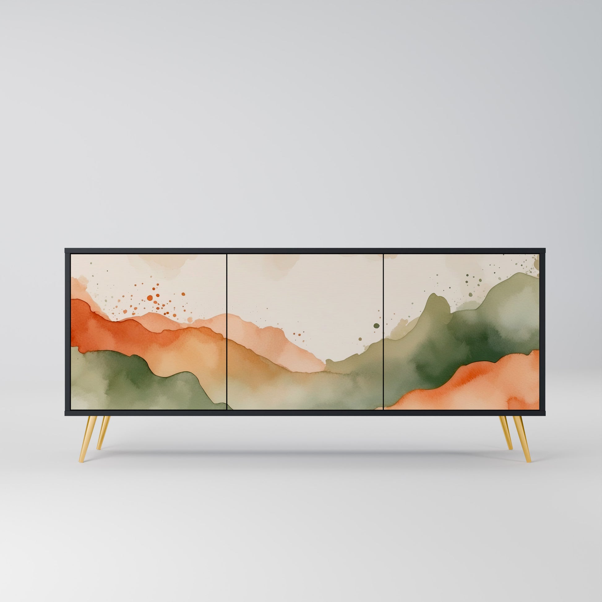 WATERCOLOUR PEAKS 3-Door Sideboard in Black Finish