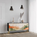 WATERCOLOUR PEAKS Aparador de 3 Puertas en Acabado Negro