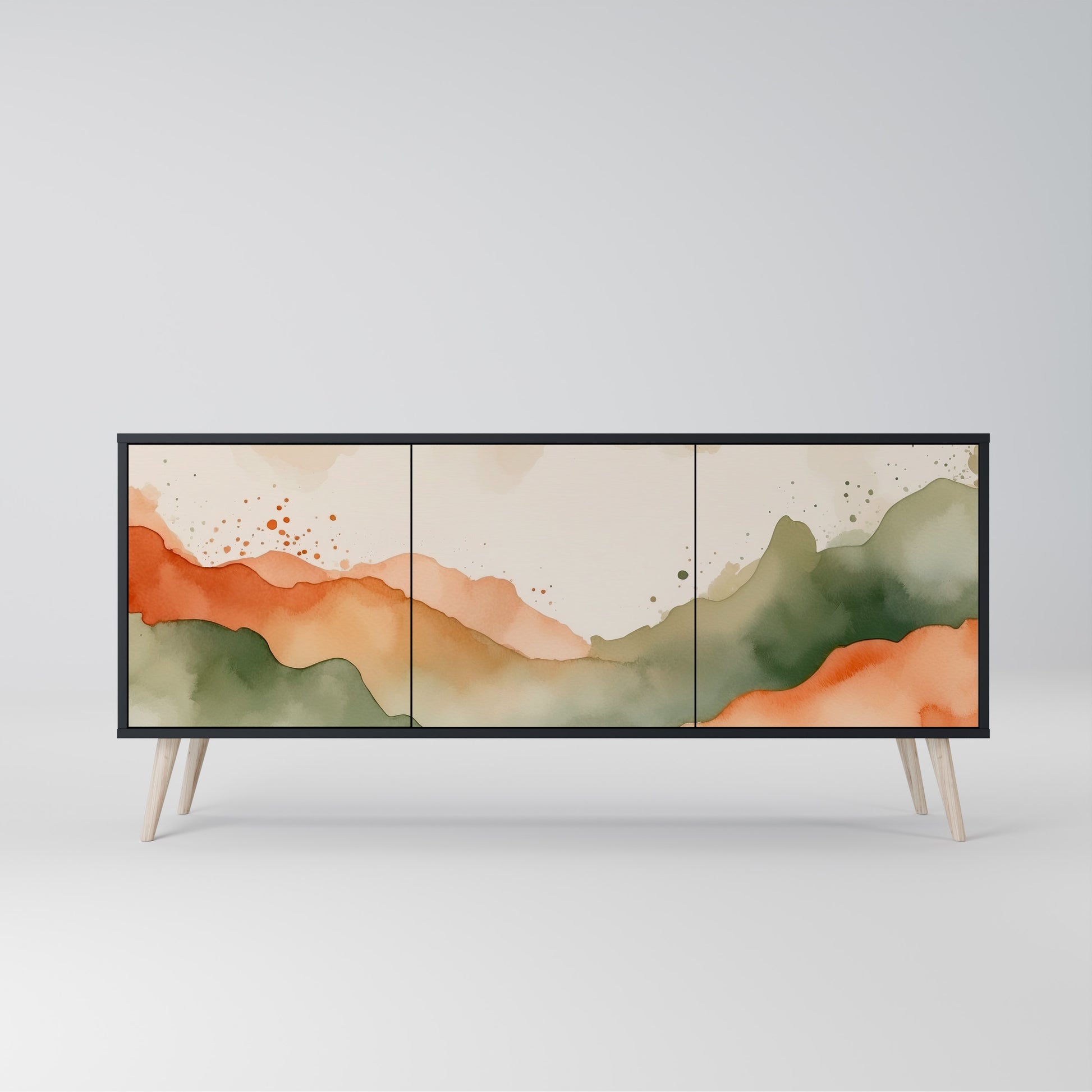 WATERCOLOUR PEAKS 3-Door Sideboard in Black Finish