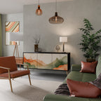 WATERCOLOUR PEAKS Aparador de 3 Puertas en Acabado Negro