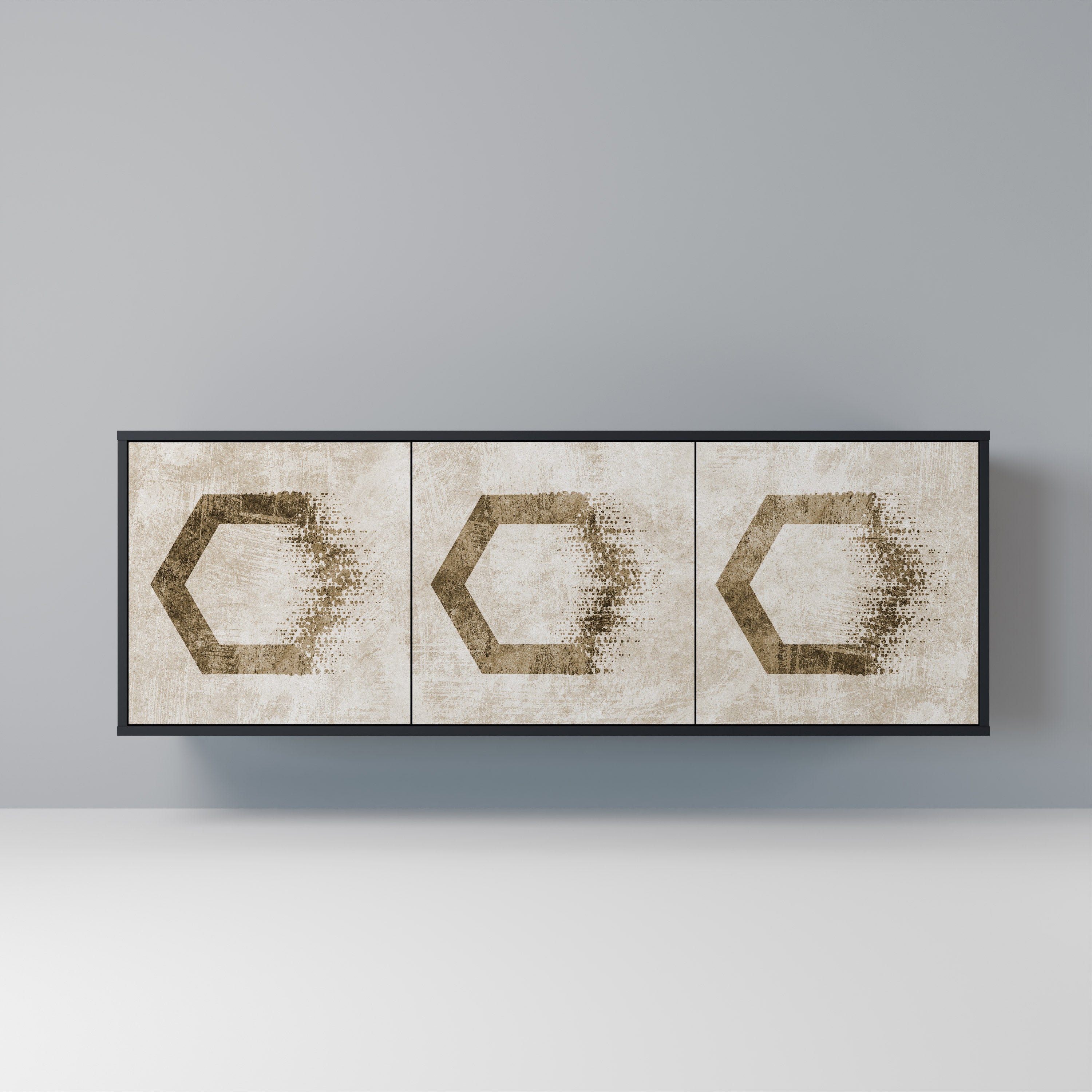Aparador de 3 puertas HEXAGONAL SHAPES en acabado negro
