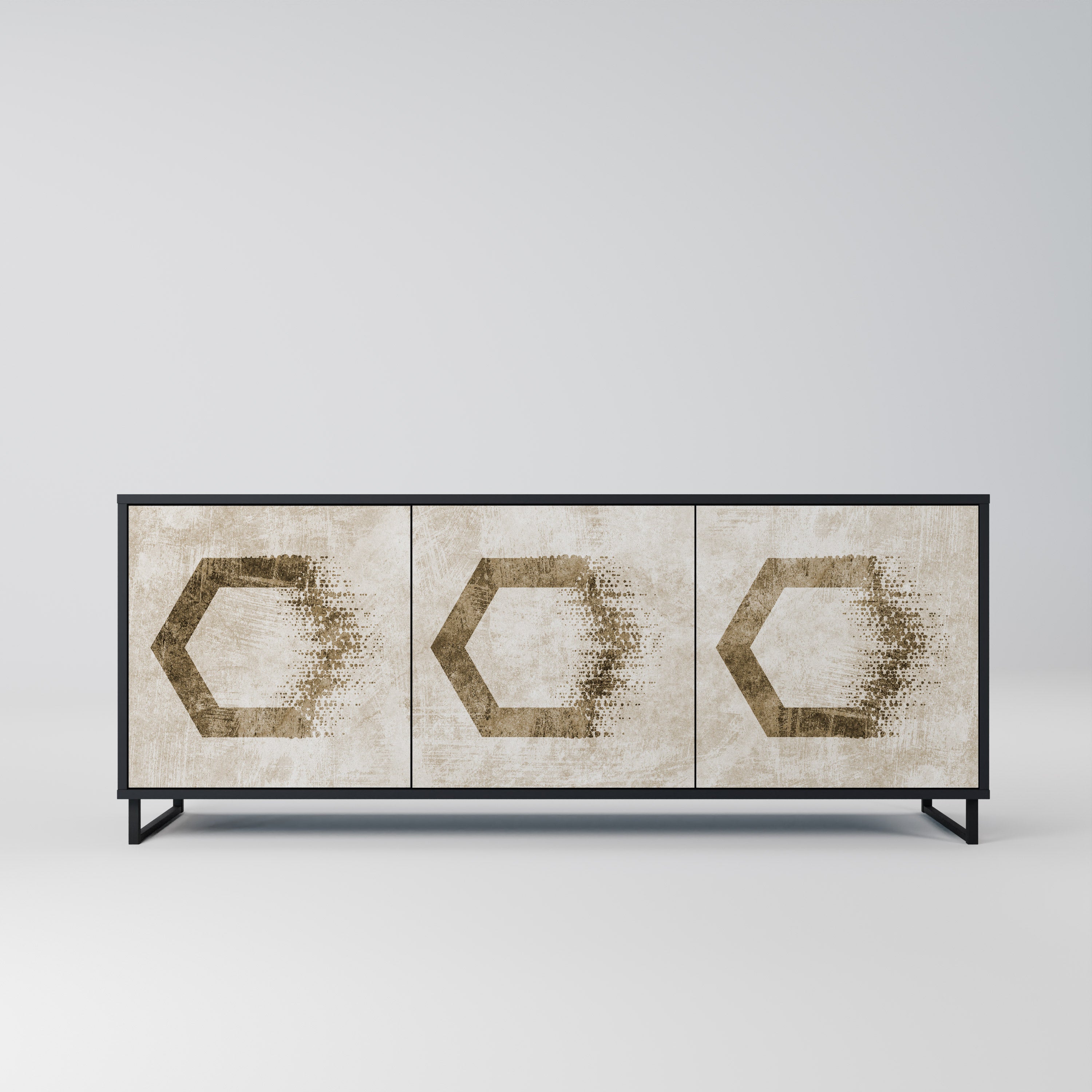 Aparador de 3 puertas HEXAGONAL SHAPES en acabado negro