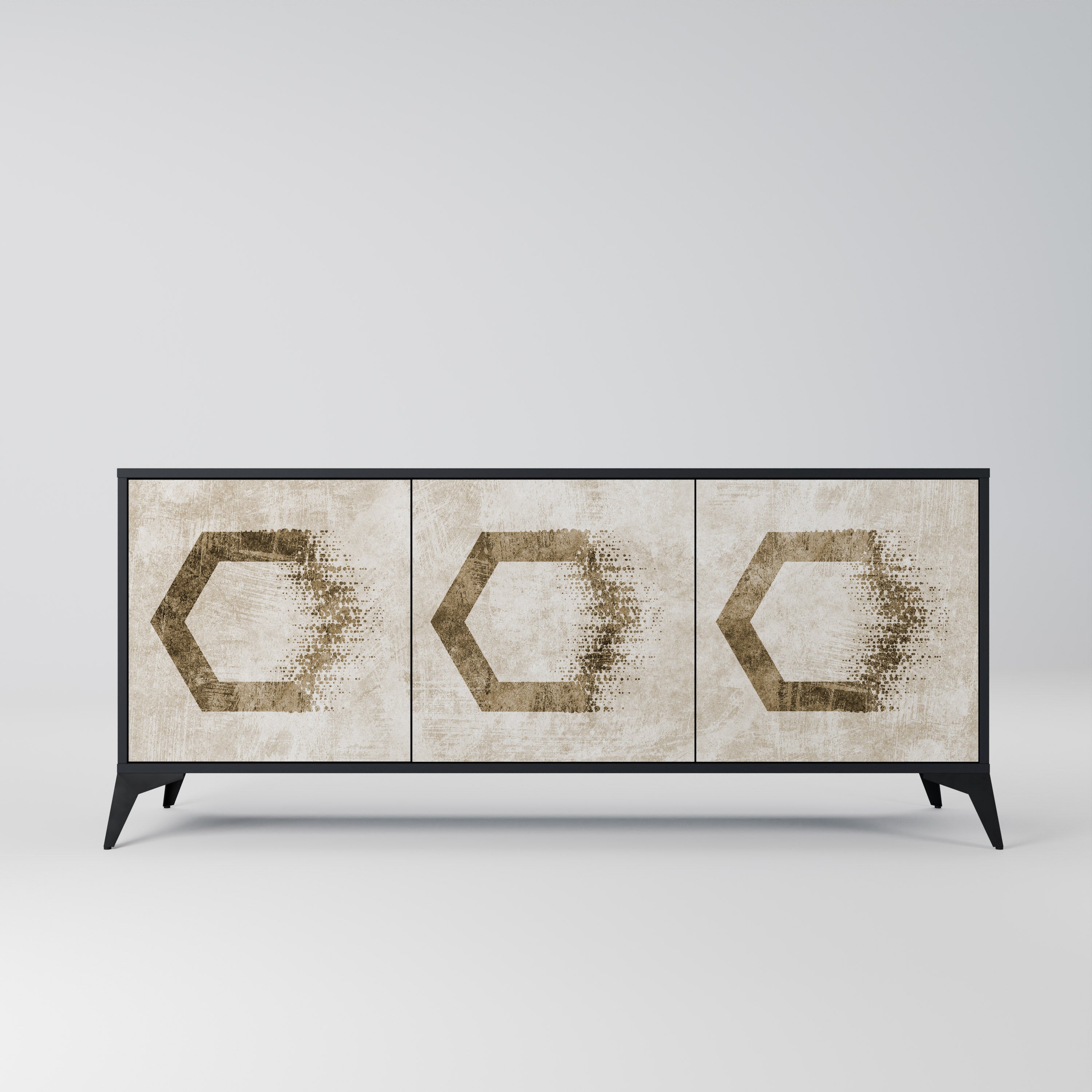 Aparador de 3 puertas HEXAGONAL SHAPES en acabado negro