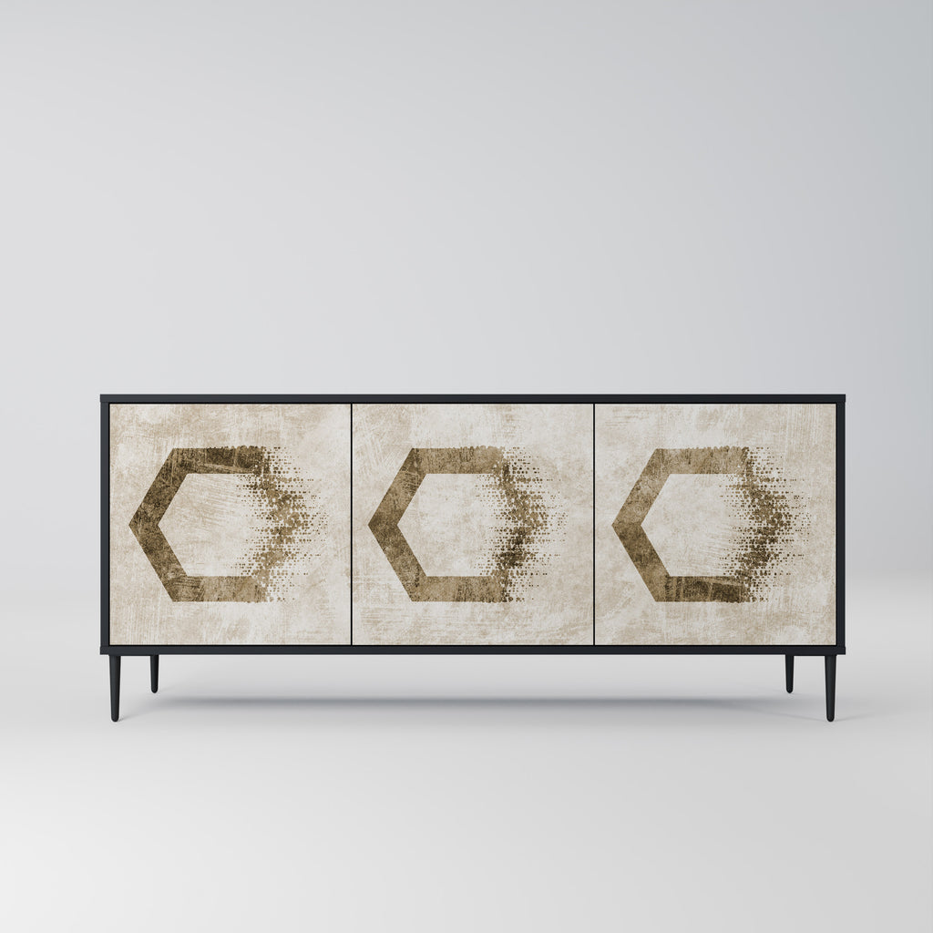 Aparador de 3 puertas HEXAGONAL SHAPES en acabado negro