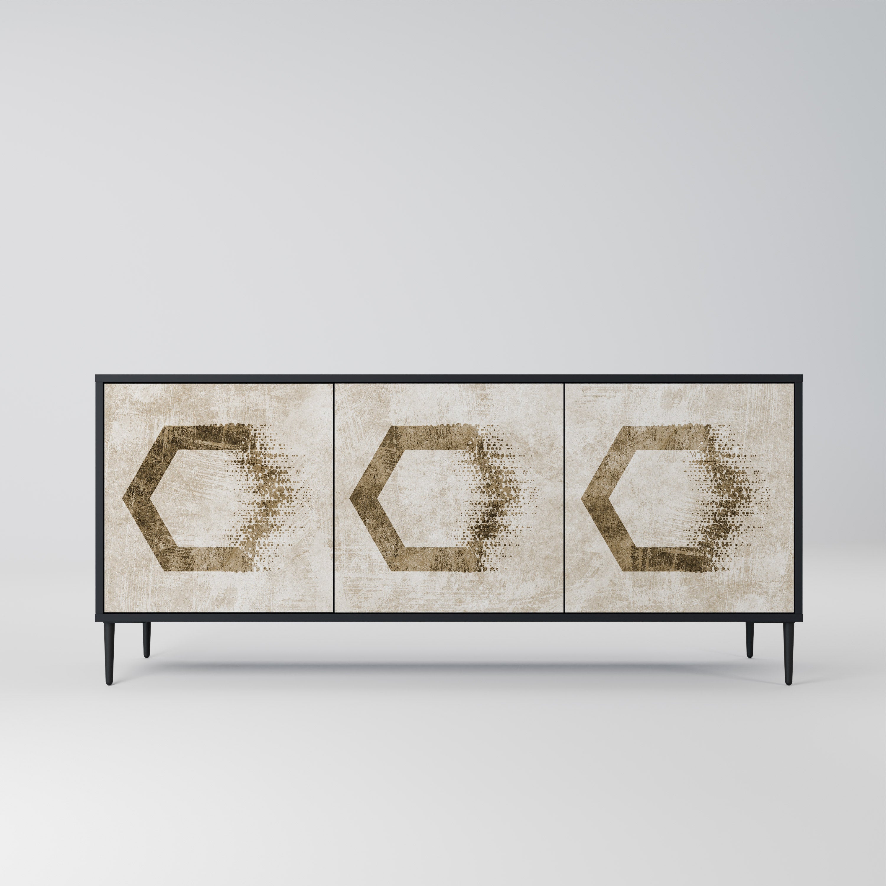 Aparador de 3 puertas HEXAGONAL SHAPES en acabado negro