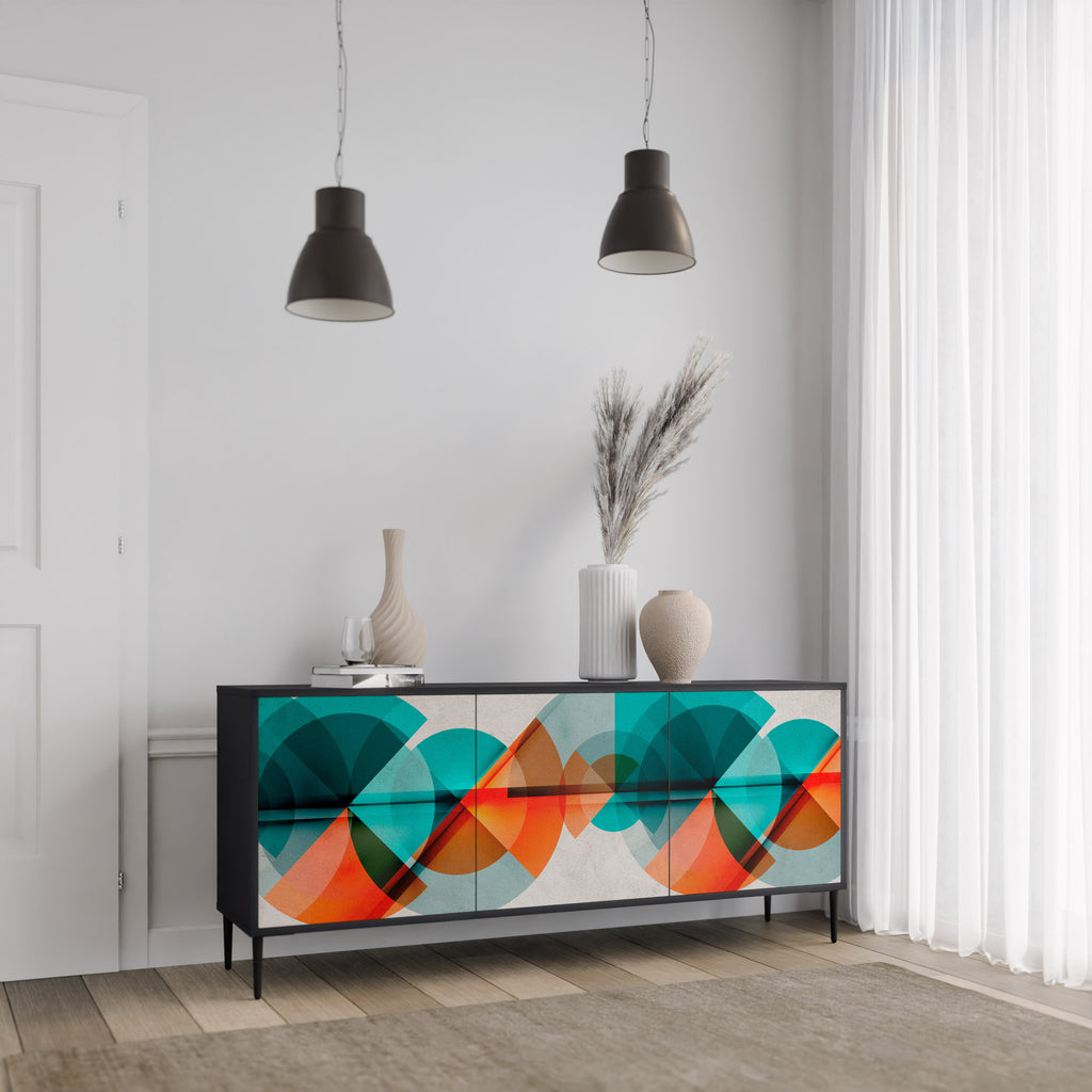 CIRCULAR RHAPSODY 3-Door Sideboard in Black Finish