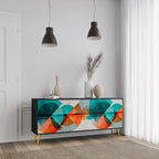 CIRCULAR RHAPSODY Aparador de 3 Puertas en Acabado Negro