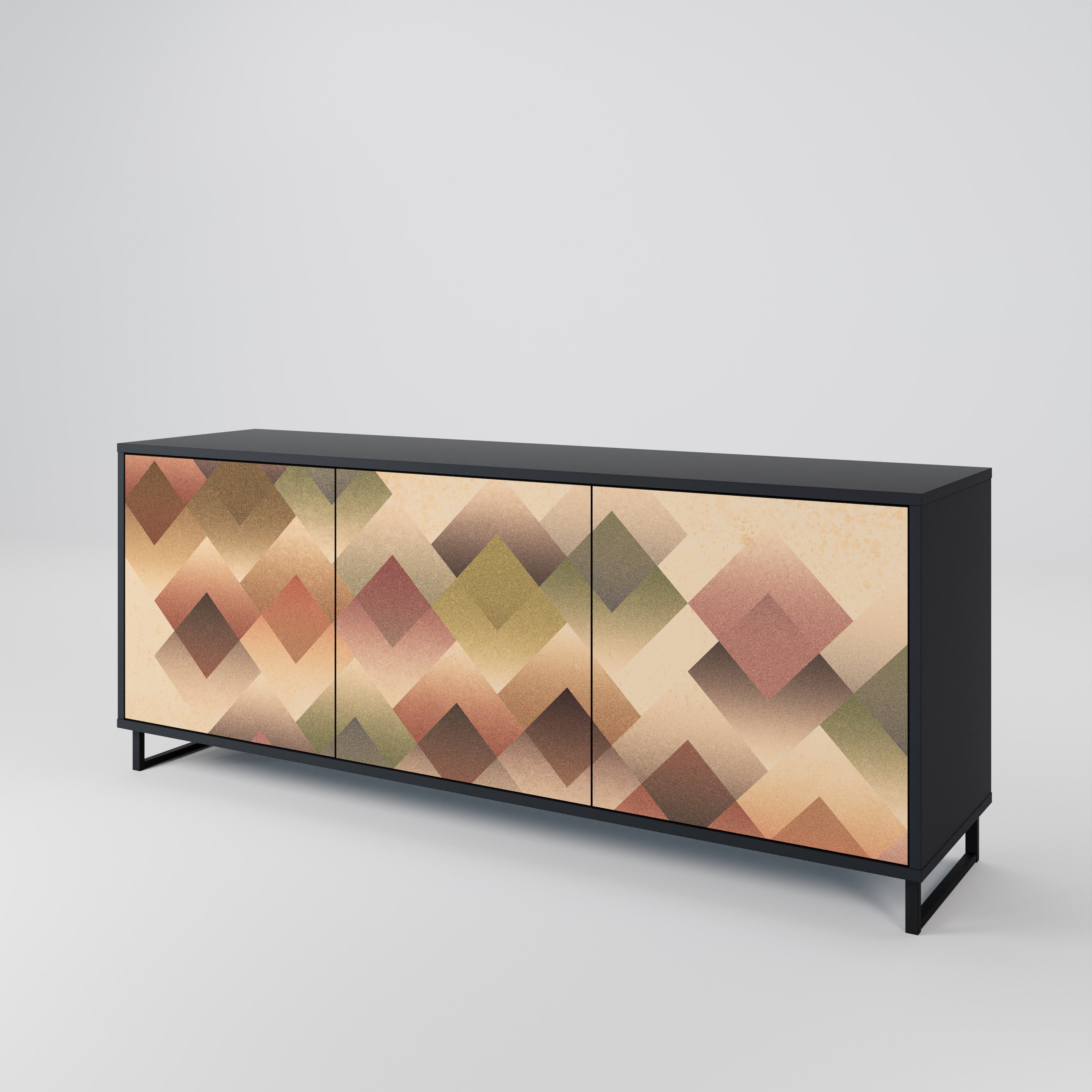 Aparador GEOMETRIC FUSION de 3 puertas en acabado negro