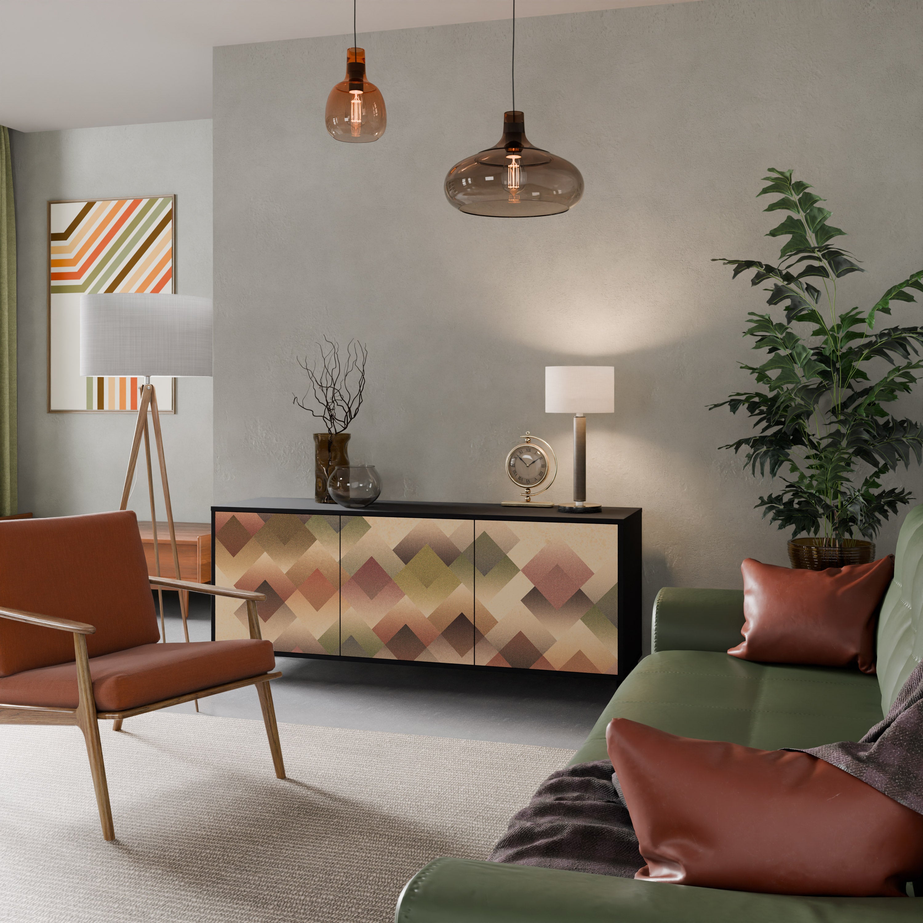 Aparador GEOMETRIC FUSION de 3 puertas en acabado negro