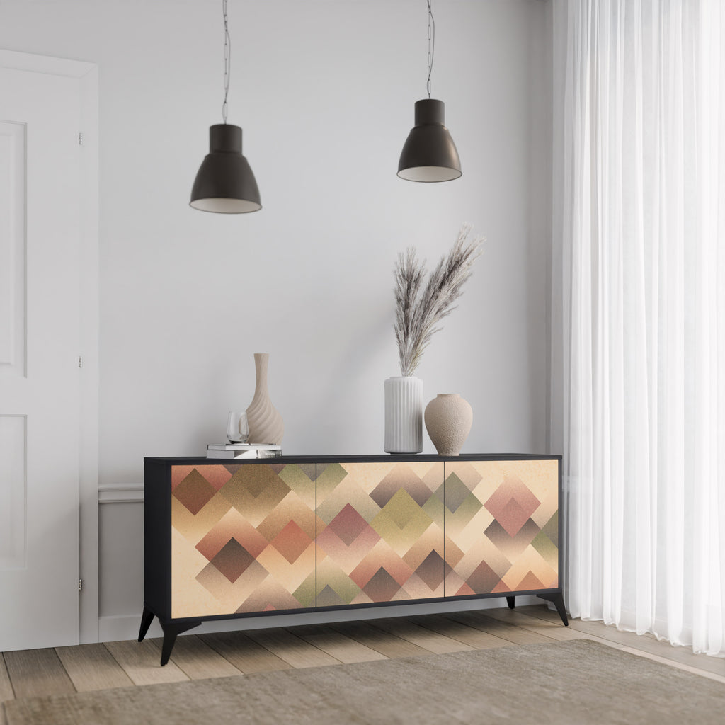 Aparador GEOMETRIC FUSION de 3 puertas en acabado negro