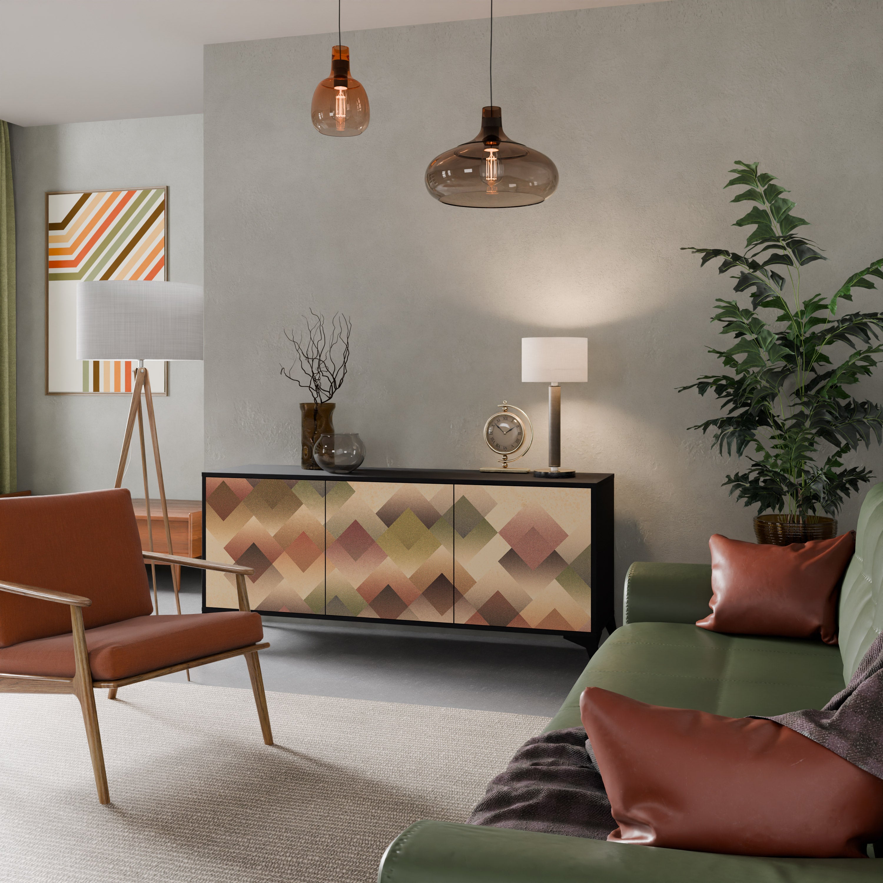 Aparador GEOMETRIC FUSION de 3 puertas en acabado negro