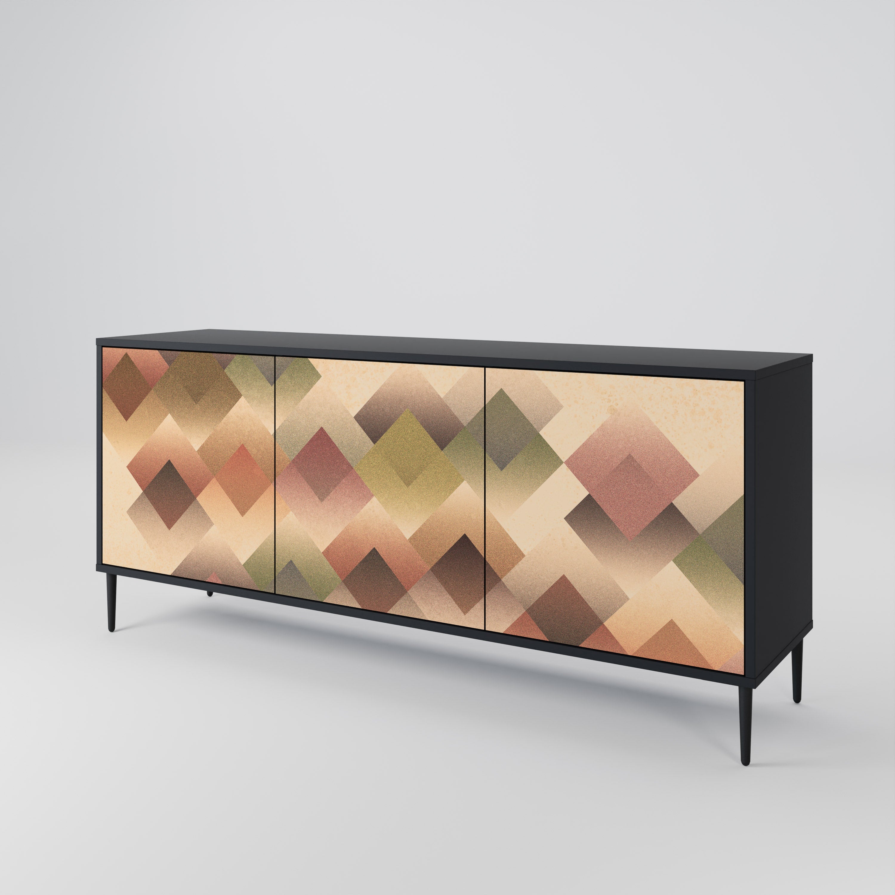 Aparador GEOMETRIC FUSION de 3 puertas en acabado negro