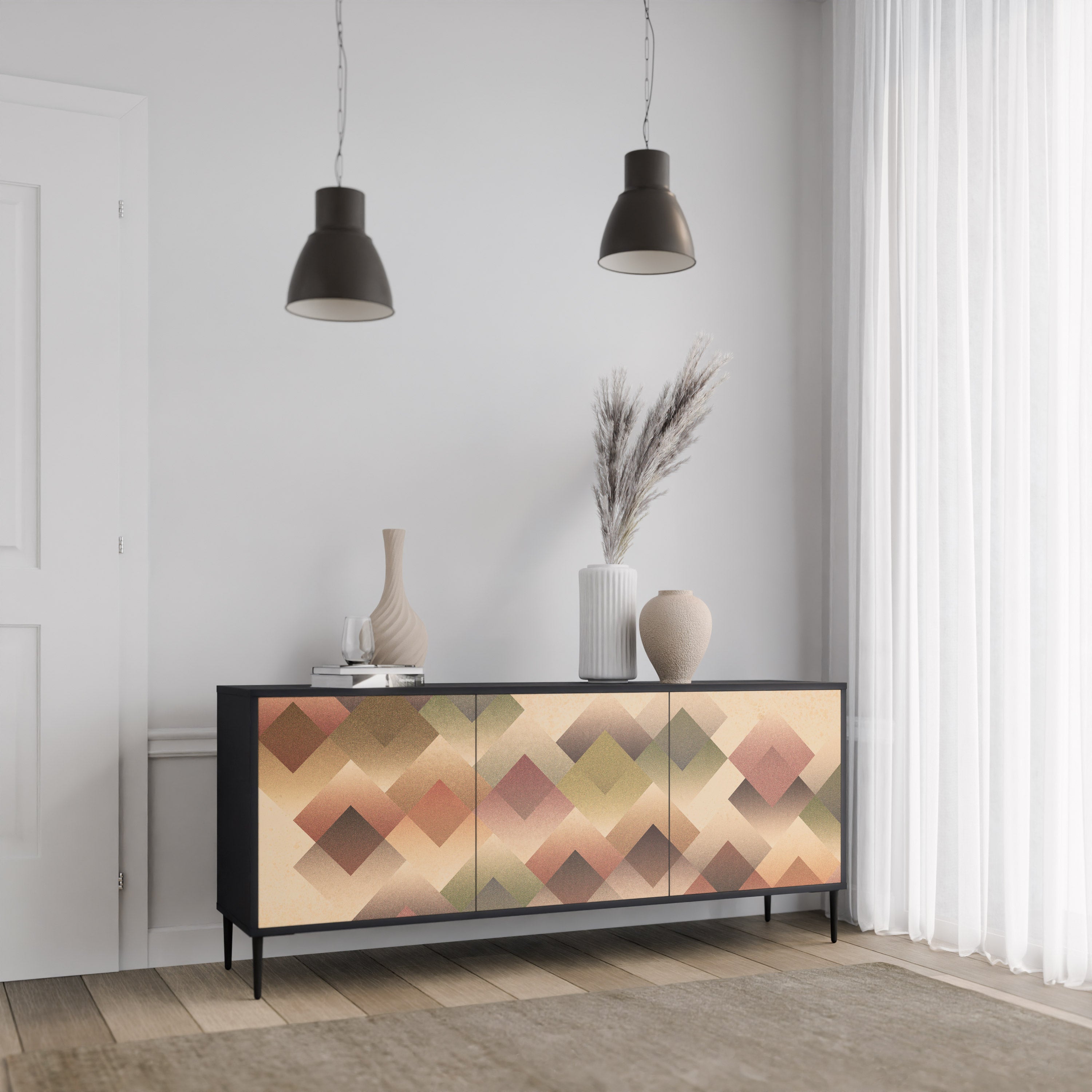 Aparador GEOMETRIC FUSION de 3 puertas en acabado negro