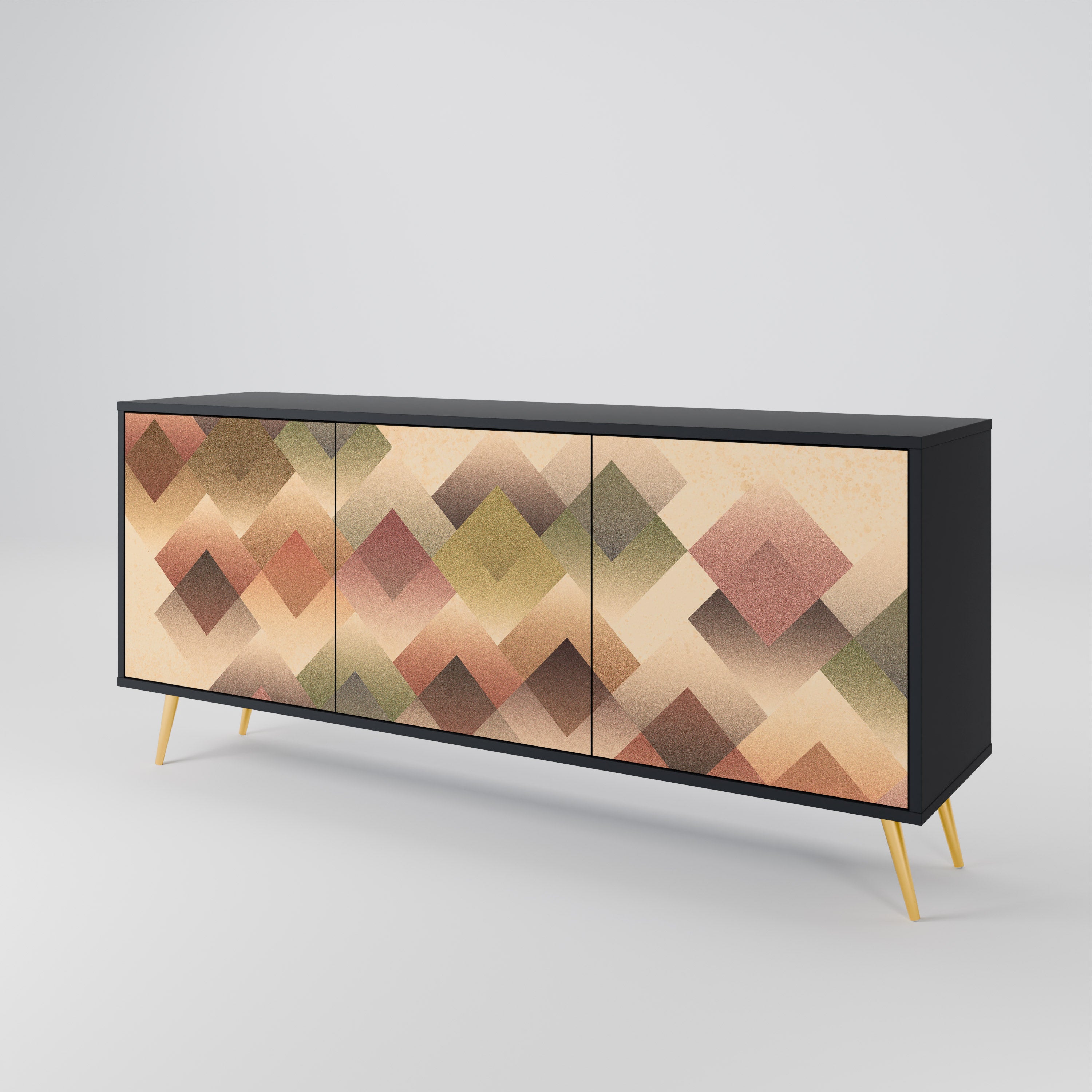 Aparador GEOMETRIC FUSION de 3 puertas en acabado negro