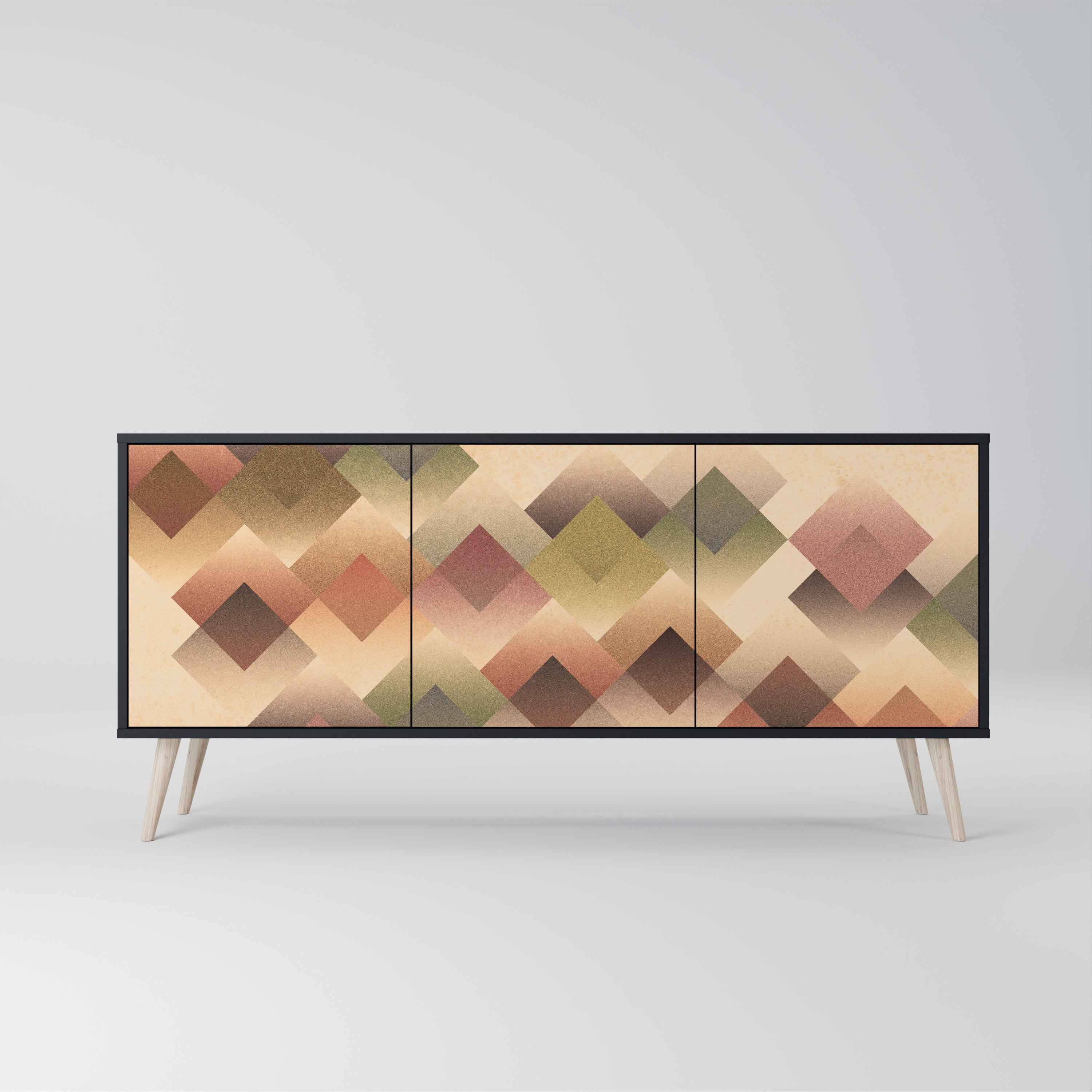 Aparador GEOMETRIC FUSION de 3 puertas en acabado negro