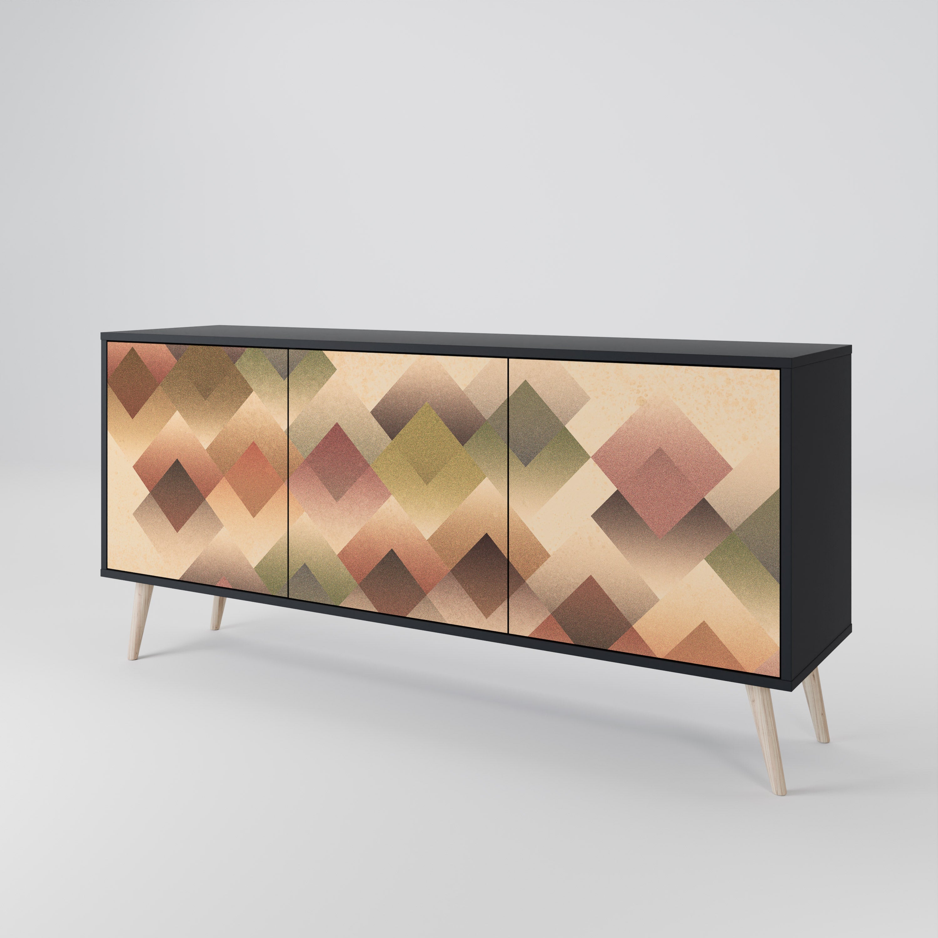 Aparador GEOMETRIC FUSION de 3 puertas en acabado negro