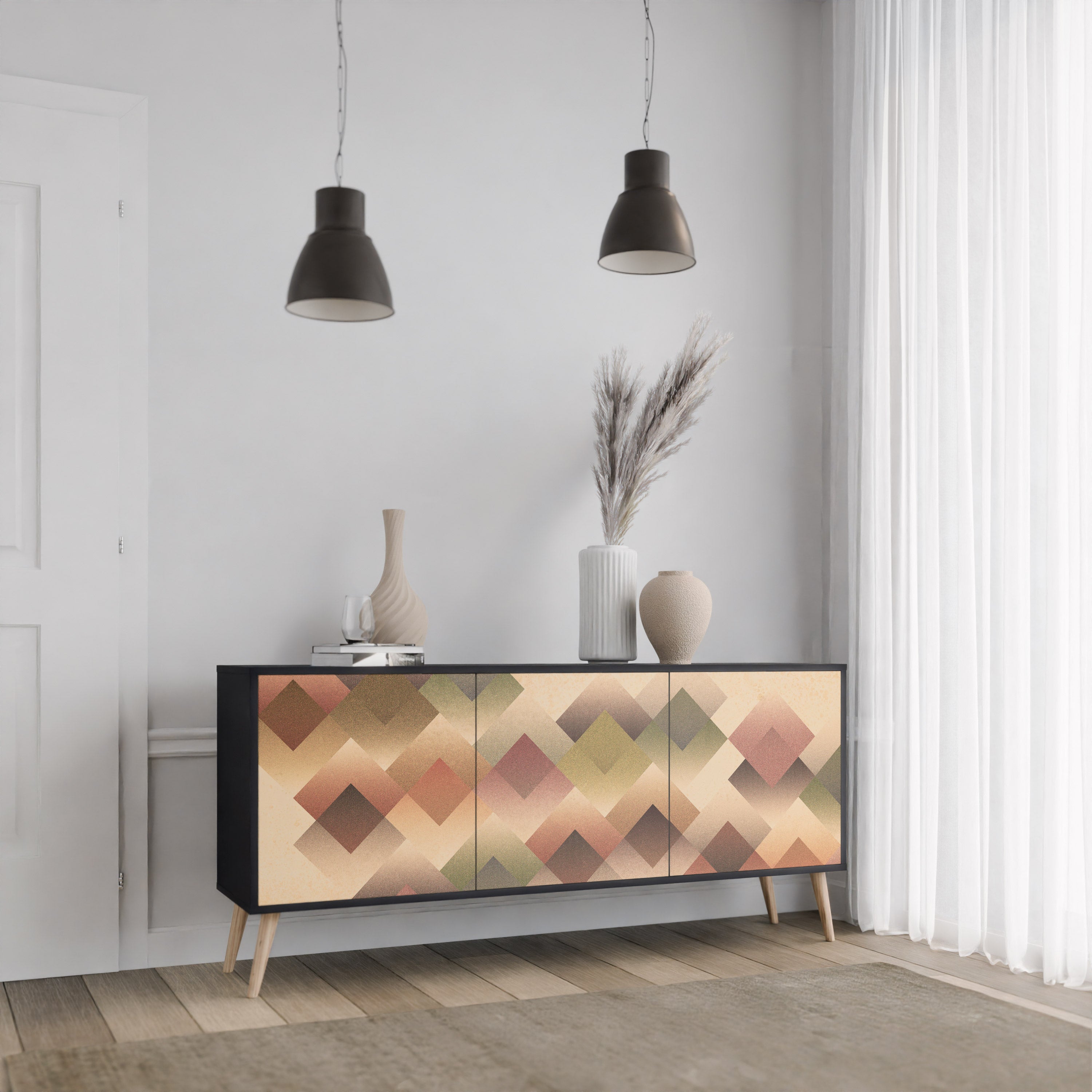 Aparador GEOMETRIC FUSION de 3 puertas en acabado negro