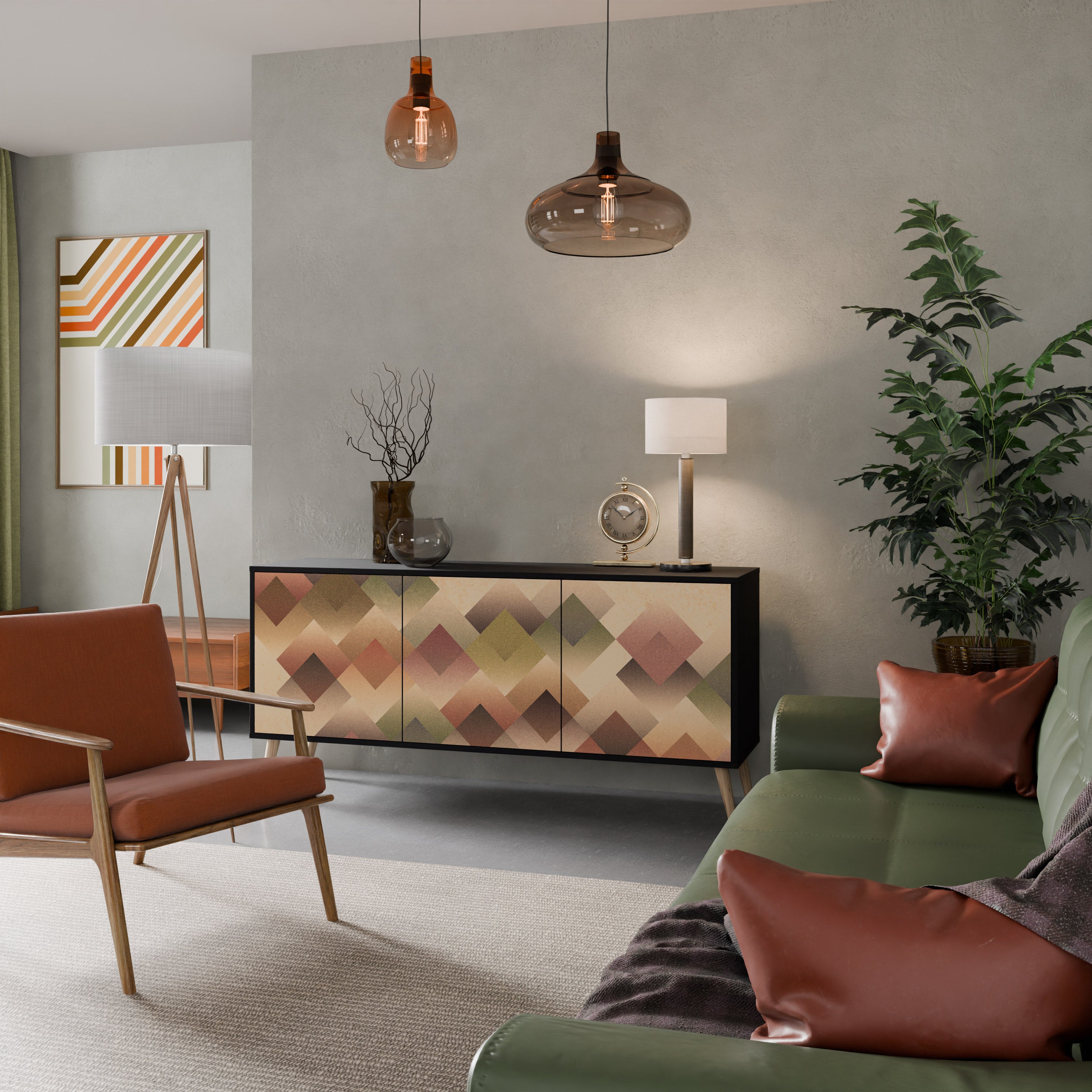 Aparador GEOMETRIC FUSION de 3 puertas en acabado negro