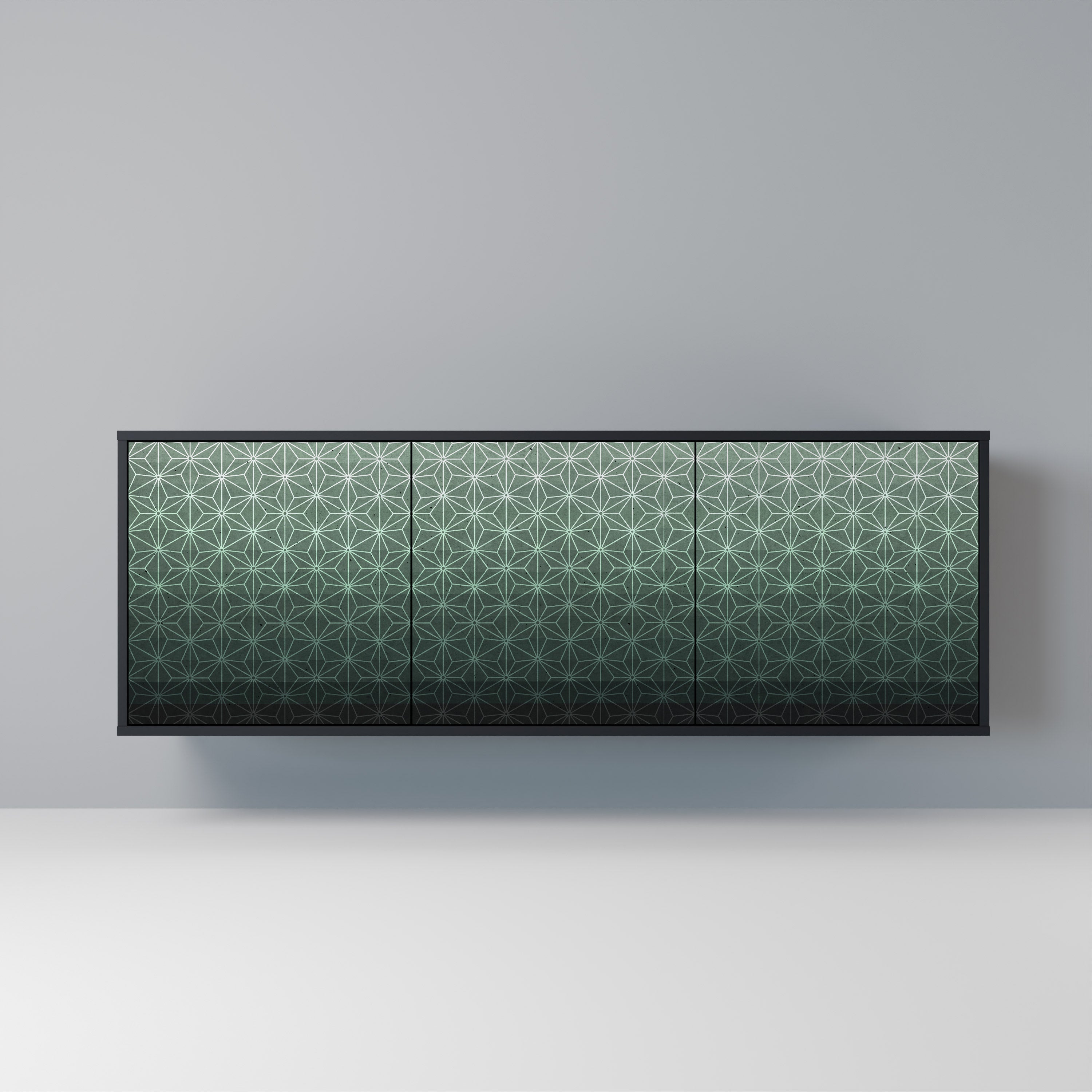 Aparador ORNAMENTAL GLIMMER de 3 puertas con acabado negro