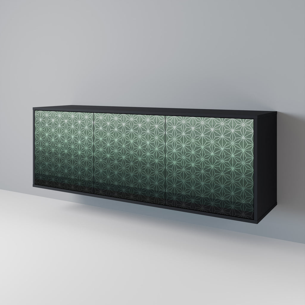 Aparador ORNAMENTAL GLIMMER de 3 puertas con acabado negro