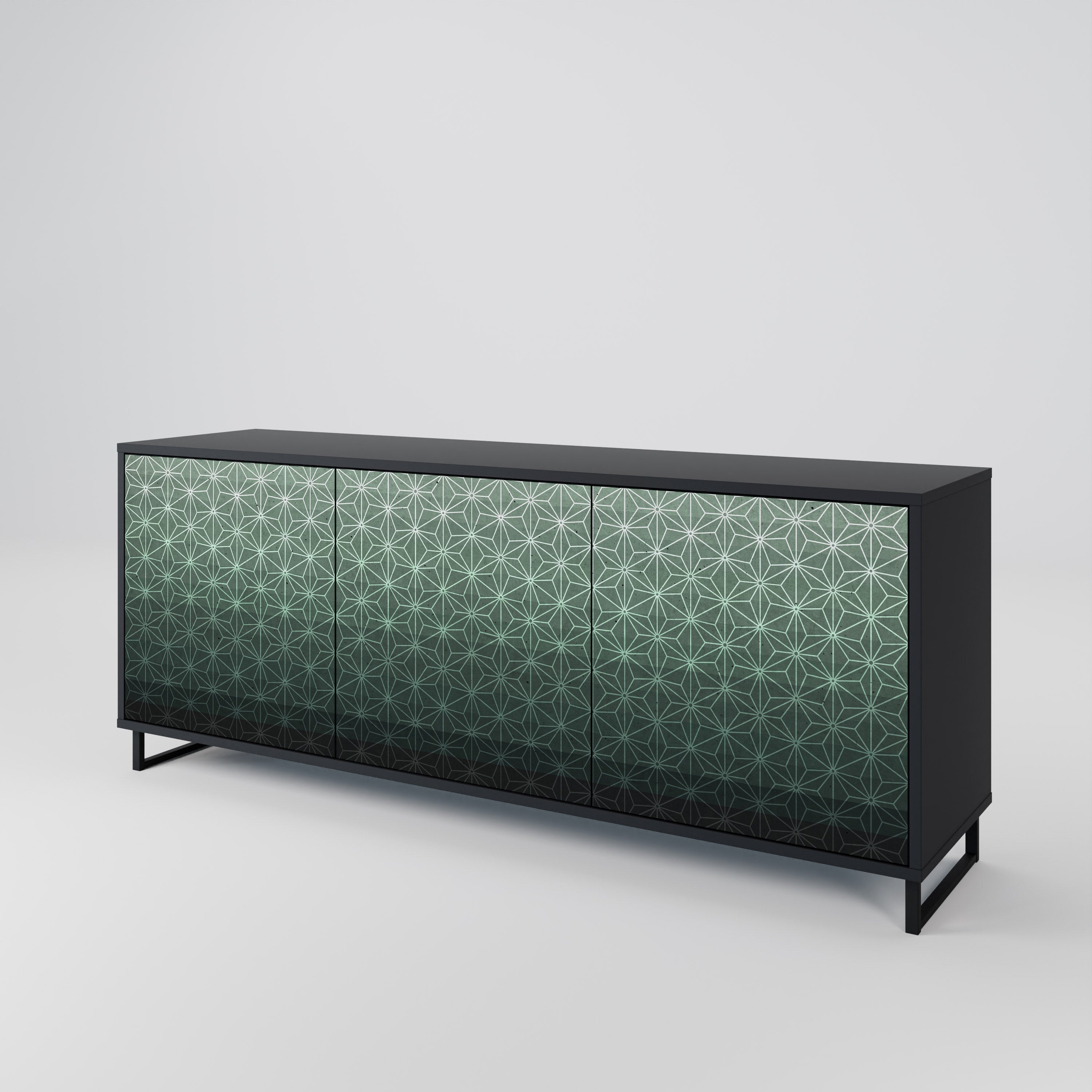 Aparador ORNAMENTAL GLIMMER de 3 puertas con acabado negro